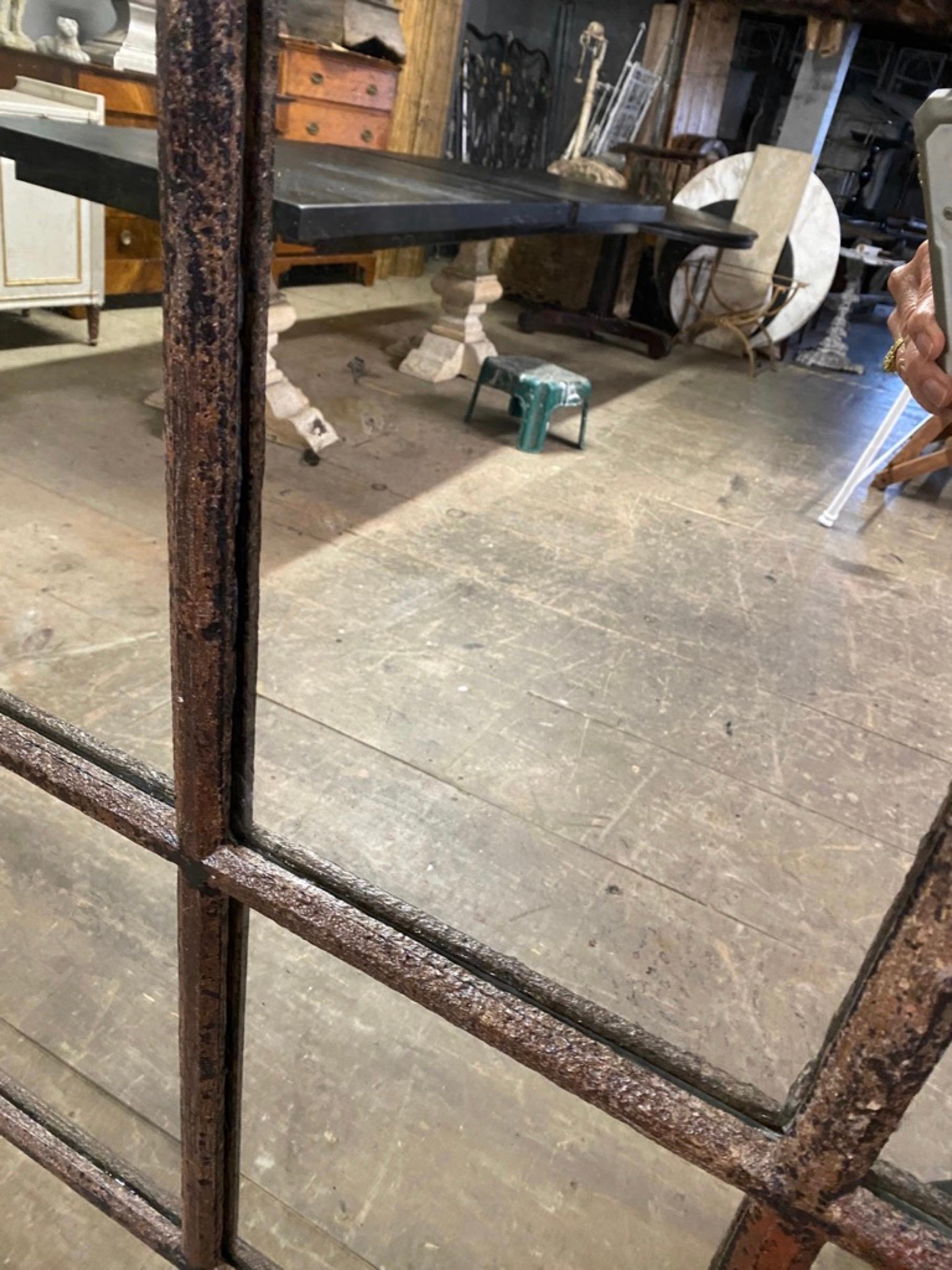 Metal 19th Century French Iron Gothic Mirror For Sale
