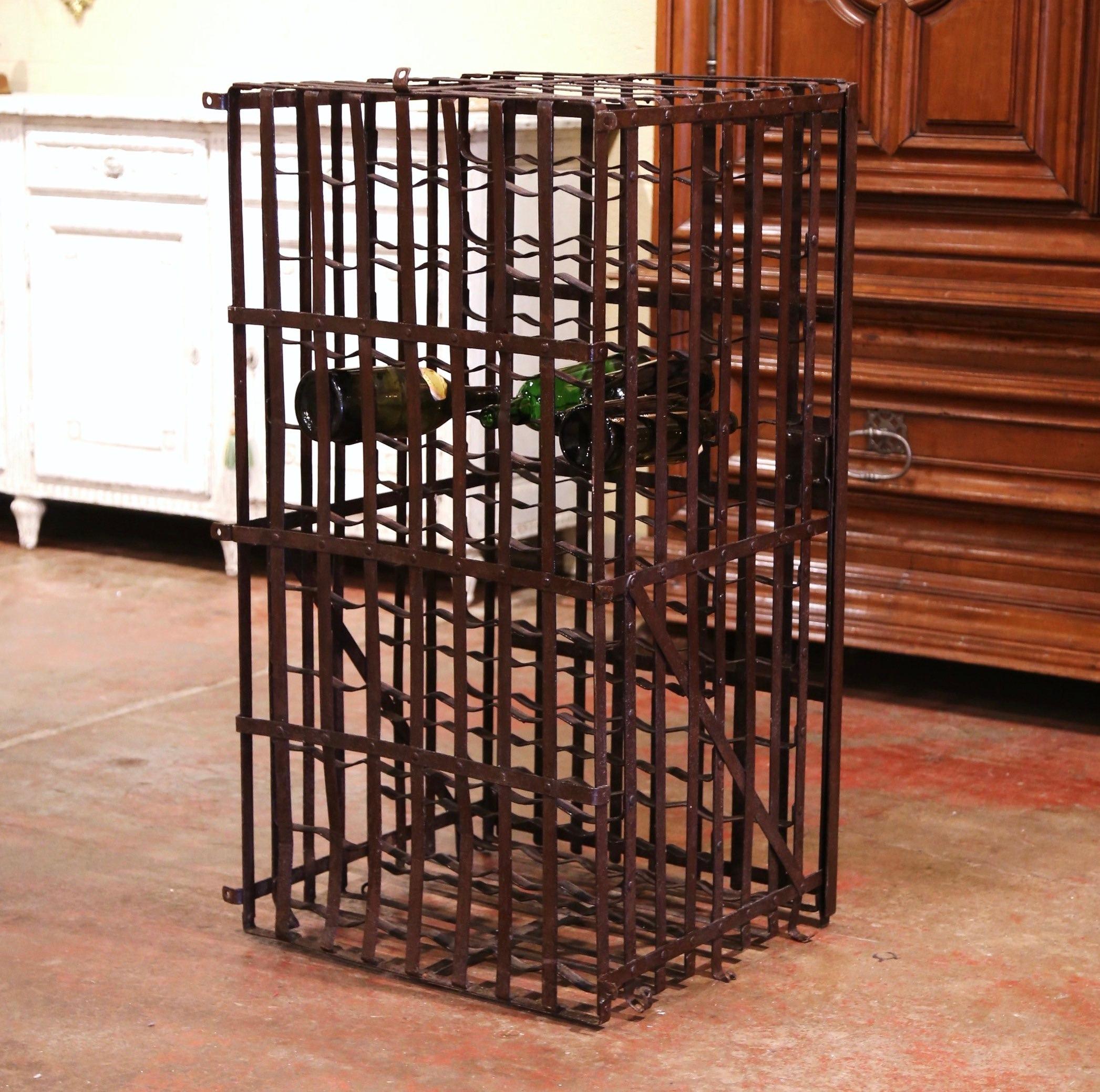 19th Century French Iron Hundred-Bottle Wine Rack Cabinet from Burgundy 3