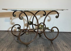 19th Century French Iron & Marble Butchers Table