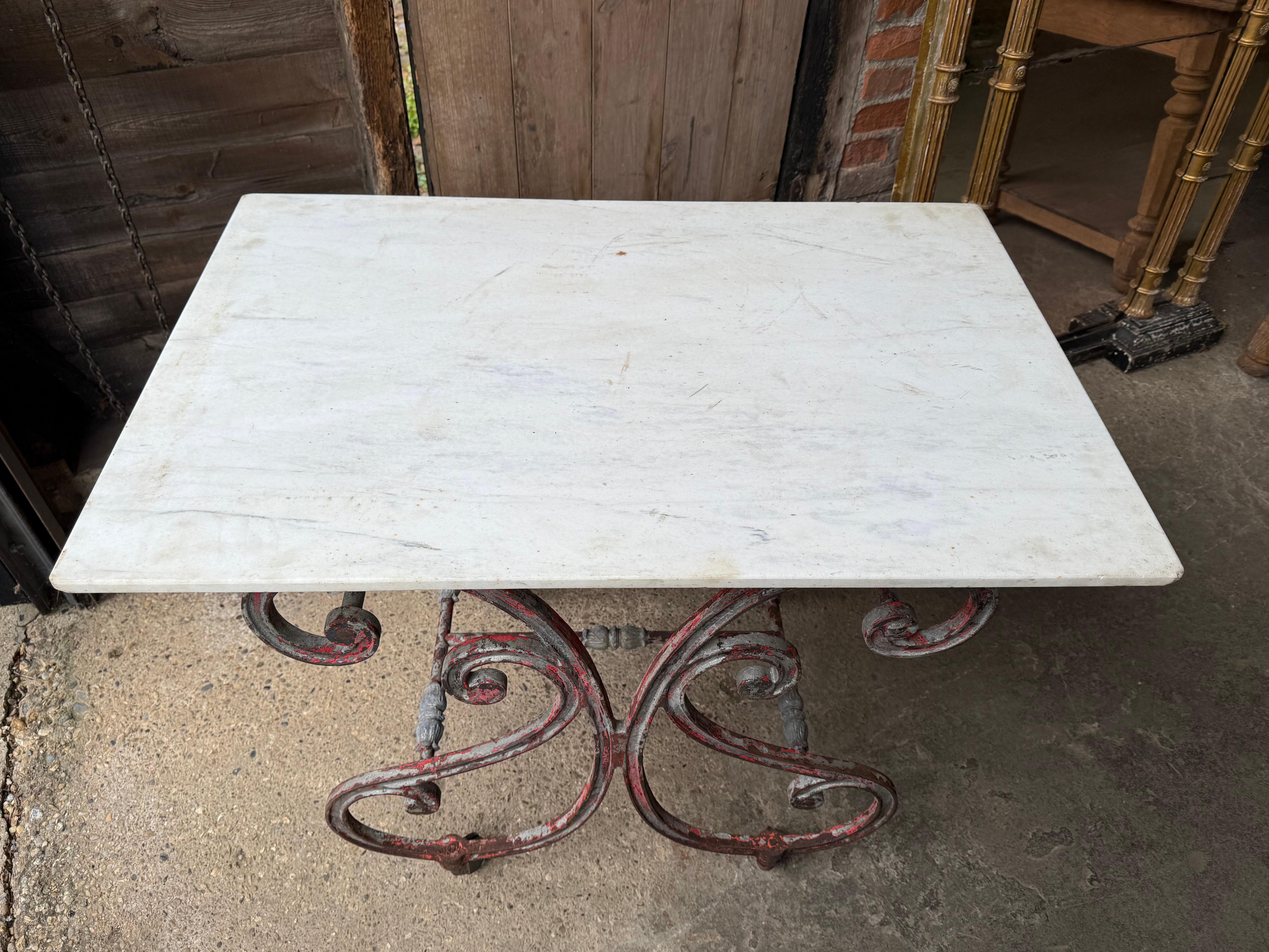 19th Century French Iron & Marble Butchers Table For Sale 1