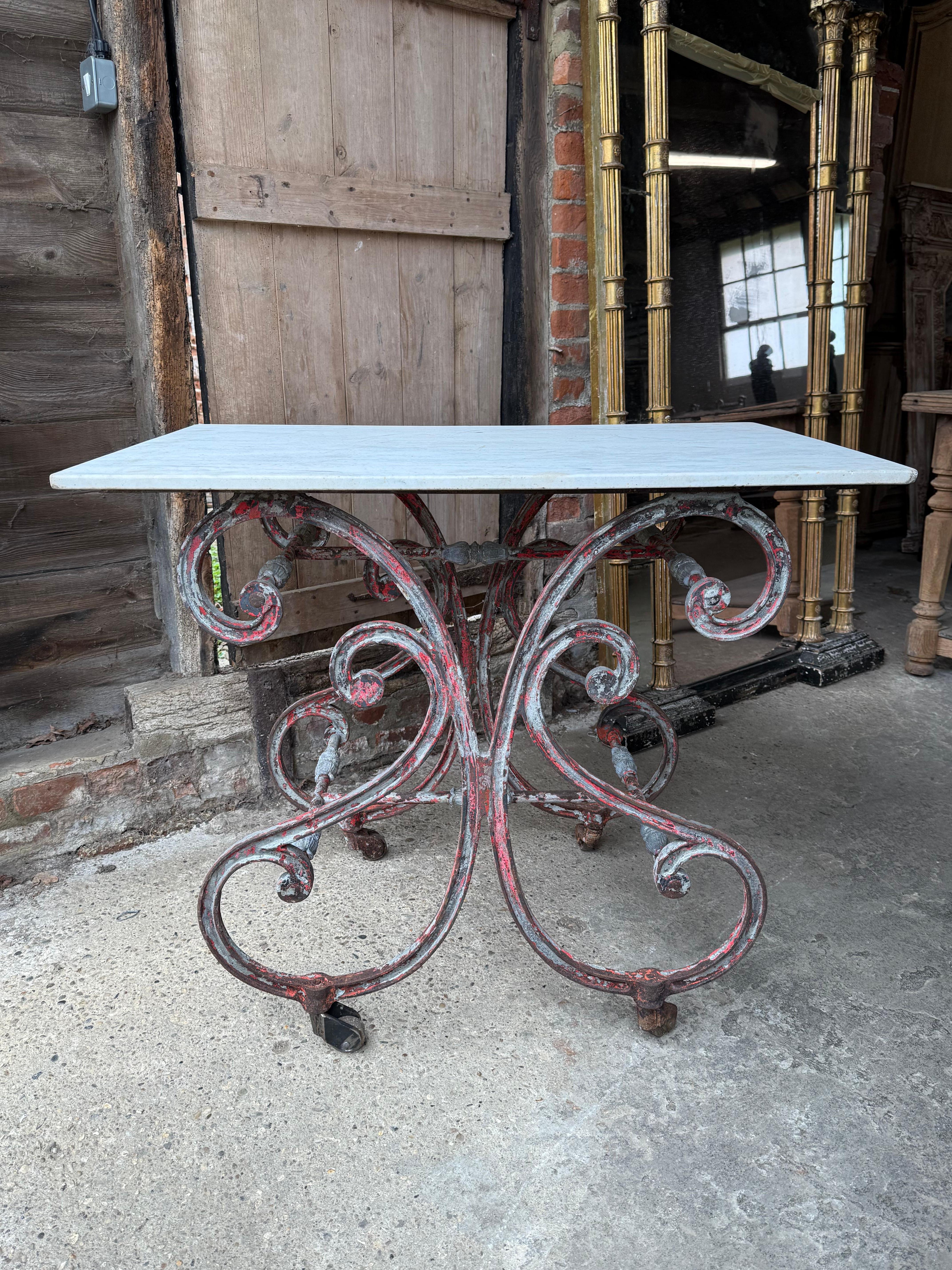 19th Century French Iron & Marble Butchers Table For Sale 2