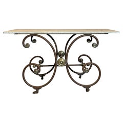 19th Century French Iron & Marble Butchers Table