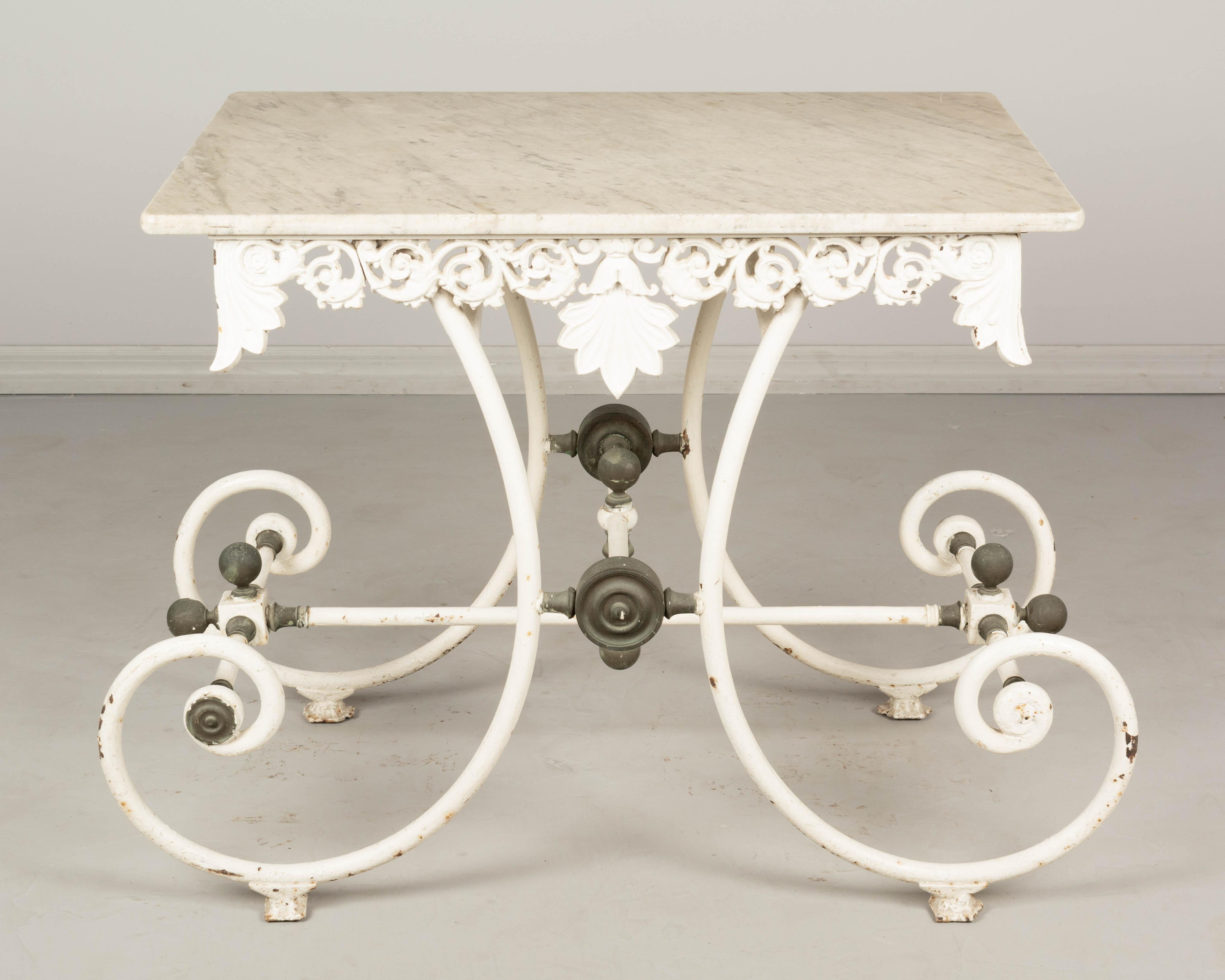 Beaux Arts 19th Century French Iron Marble Top Pastry Table
