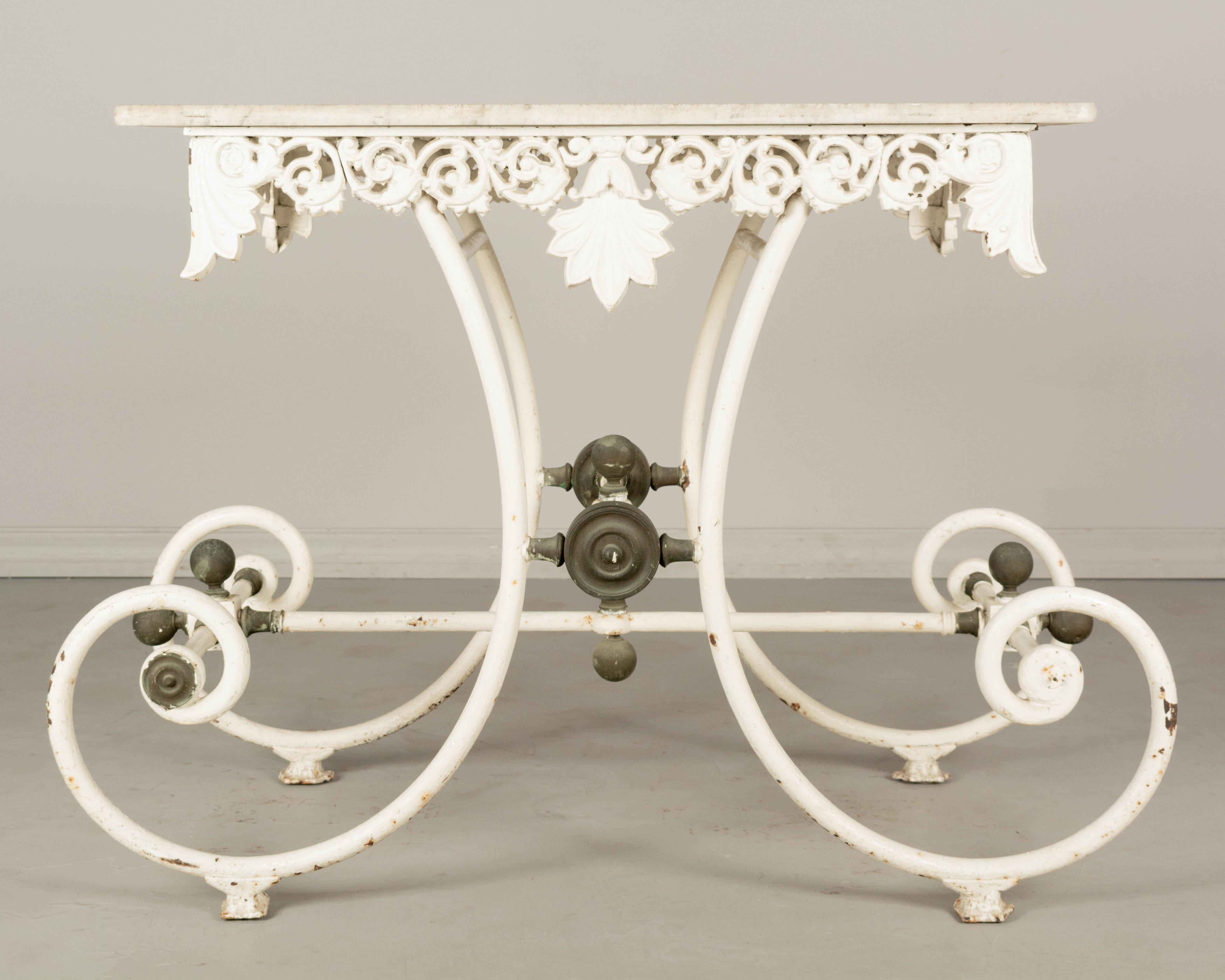 Cast 19th Century French Iron Marble Top Pastry Table