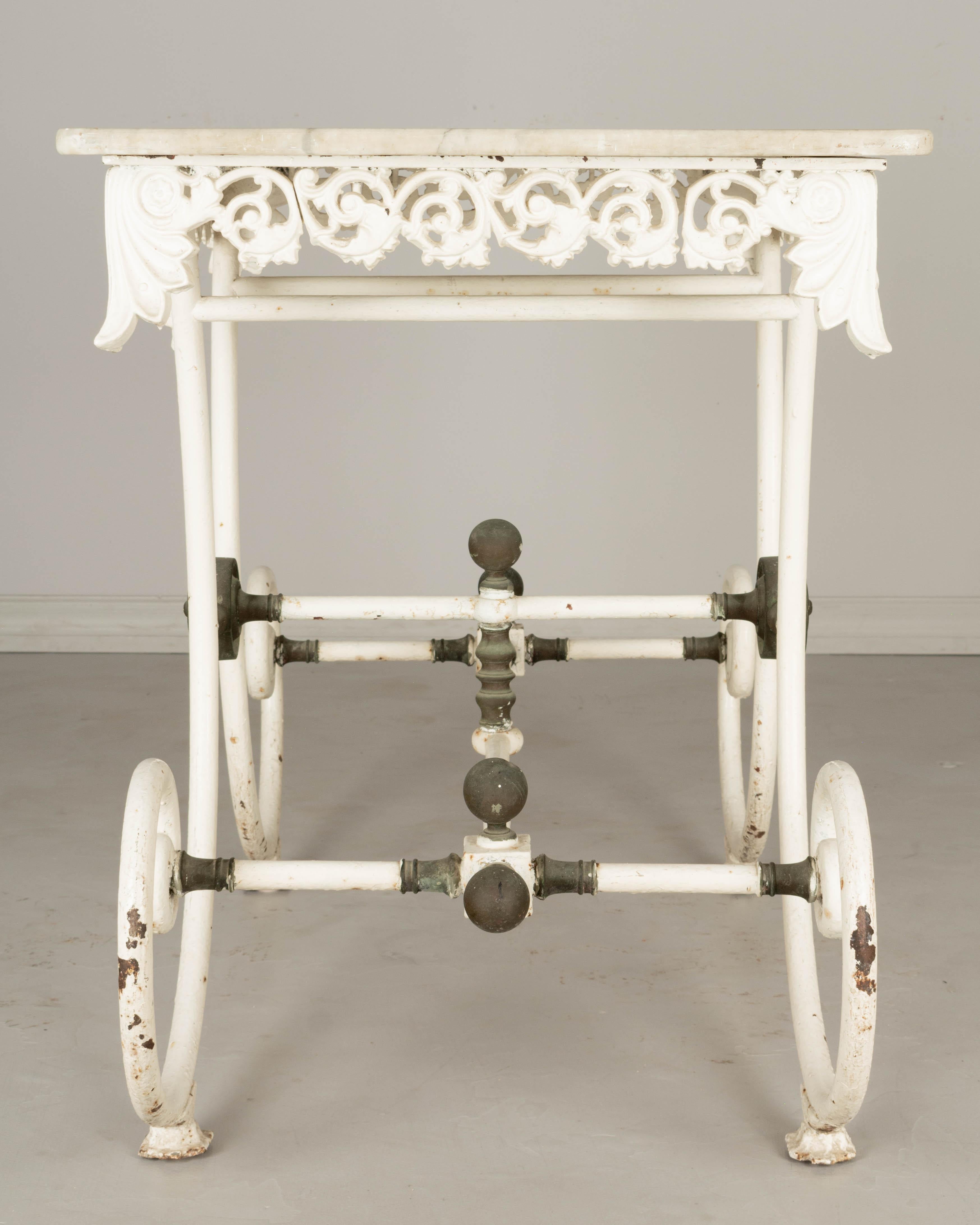 19th Century French Iron Marble Top Pastry Table In Good Condition In Winter Park, FL