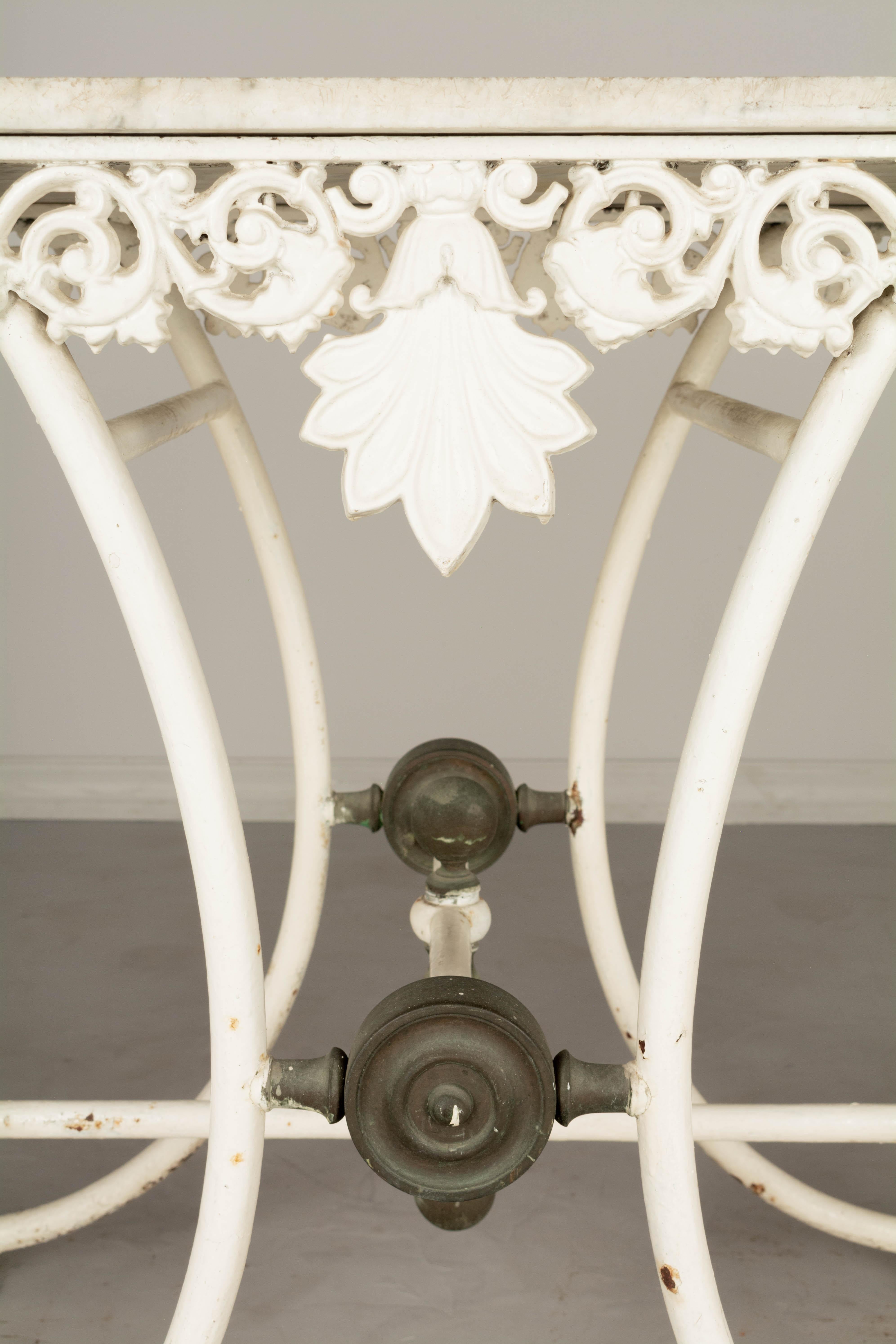 19th Century French Iron Marble Top Pastry Table 3