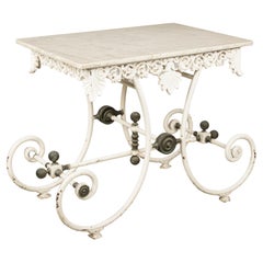 19th Century French Iron Marble Top Pastry Table