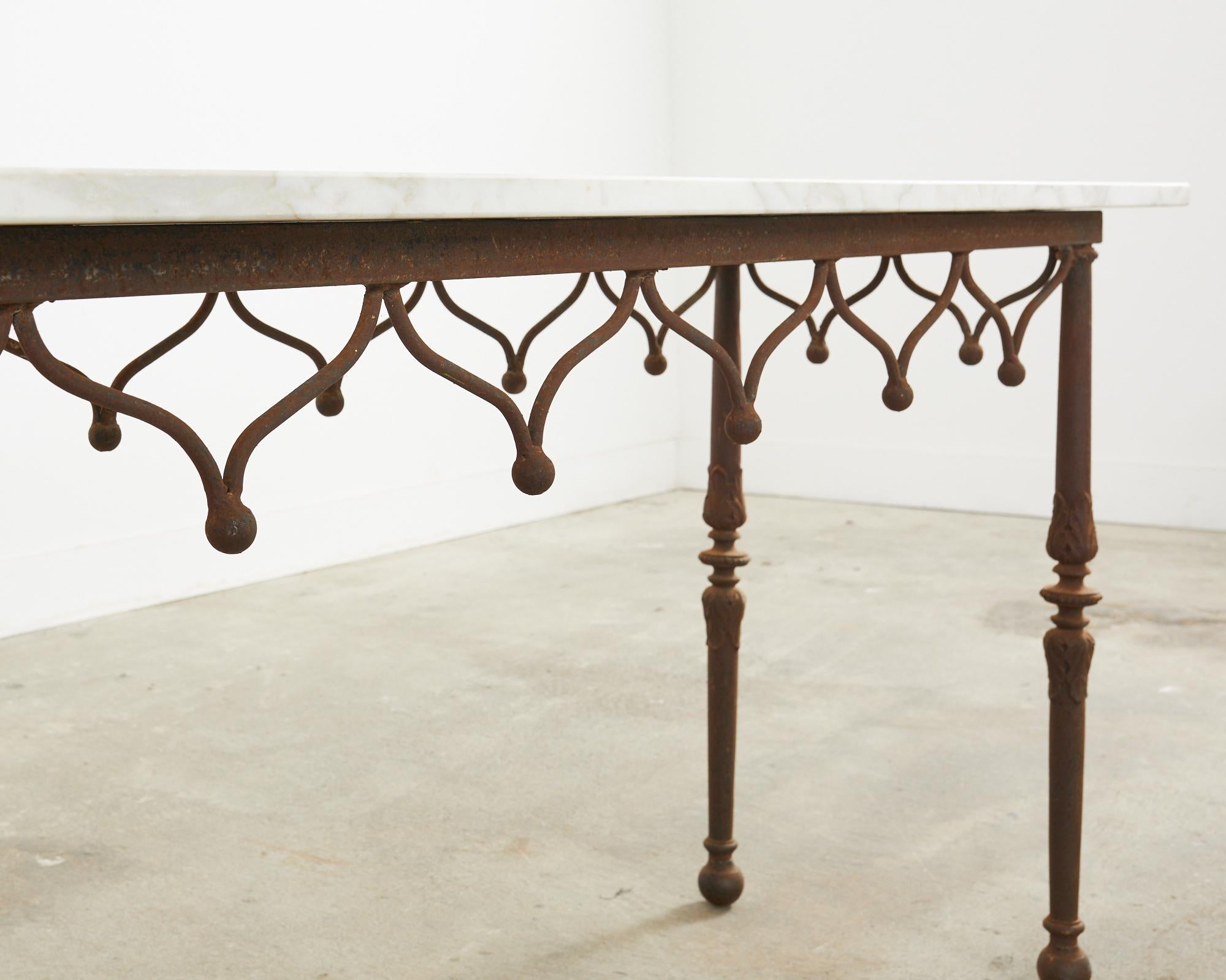 19th Century French Iron Marble Top Pastry Table or Console 6