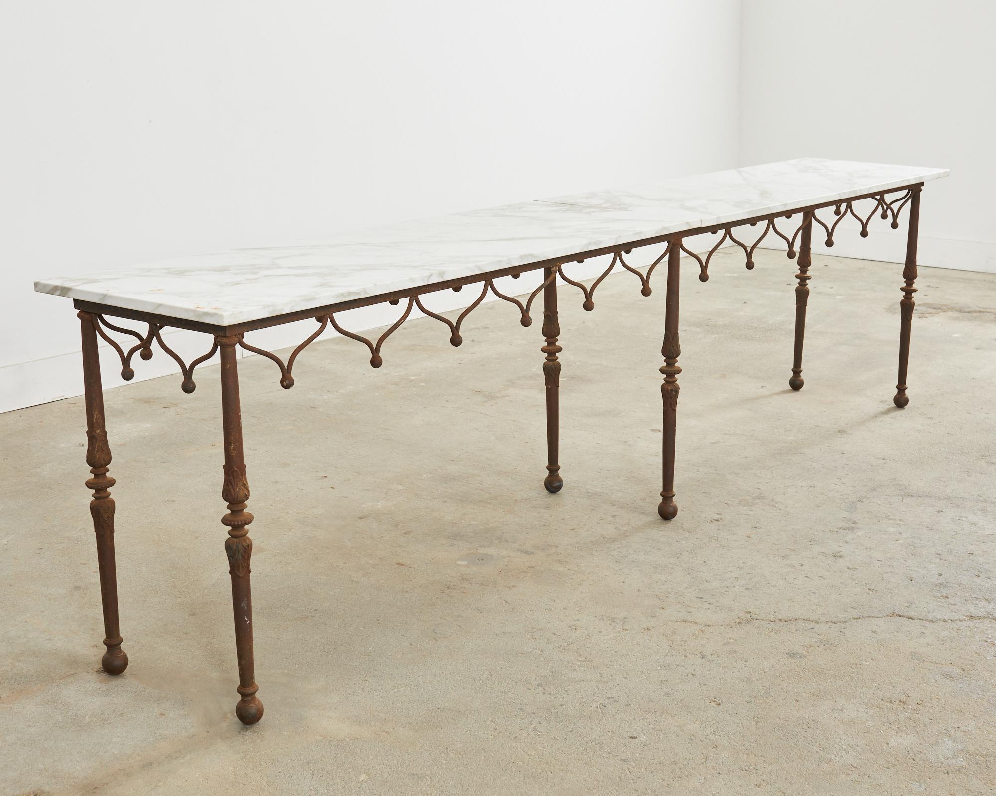 19th Century French Iron Marble Top Pastry Table or Console 12
