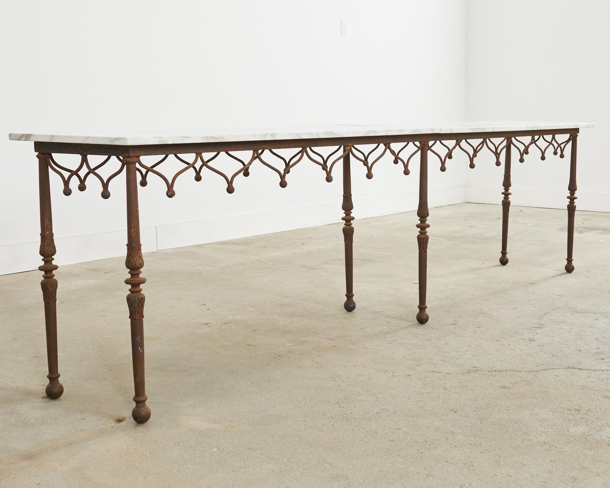 19th Century French Iron Marble Top Pastry Table or Console 2