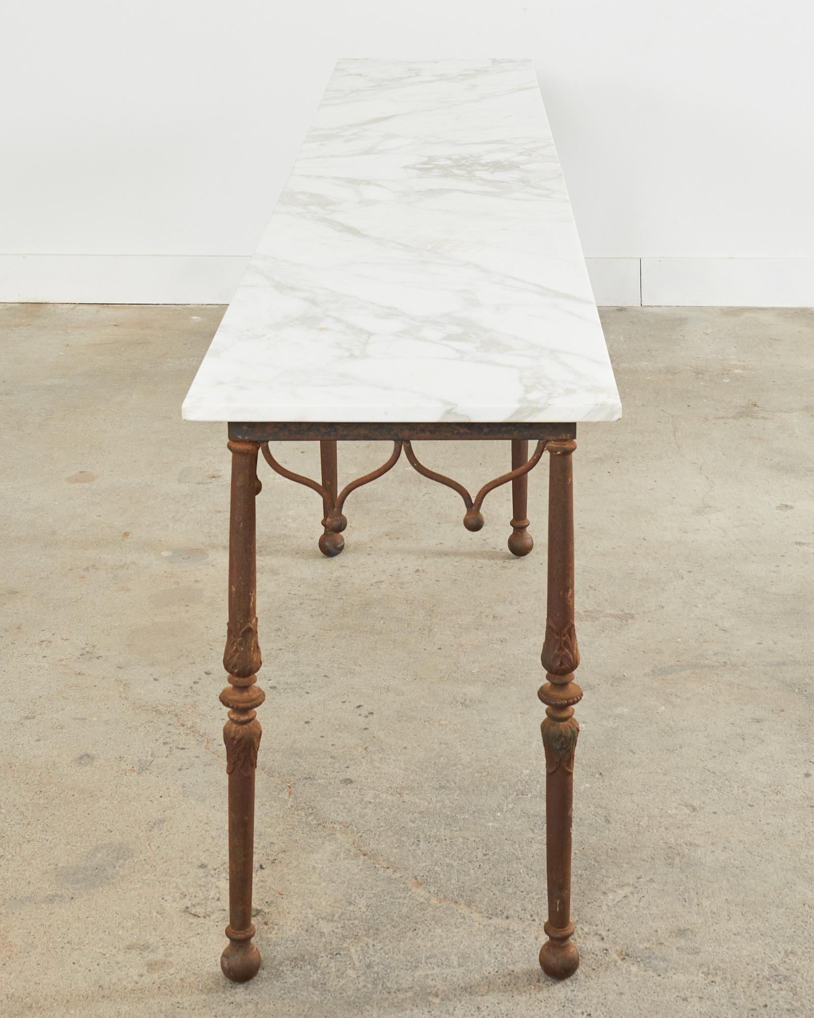 19th Century French Iron Marble Top Pastry Table or Console 3