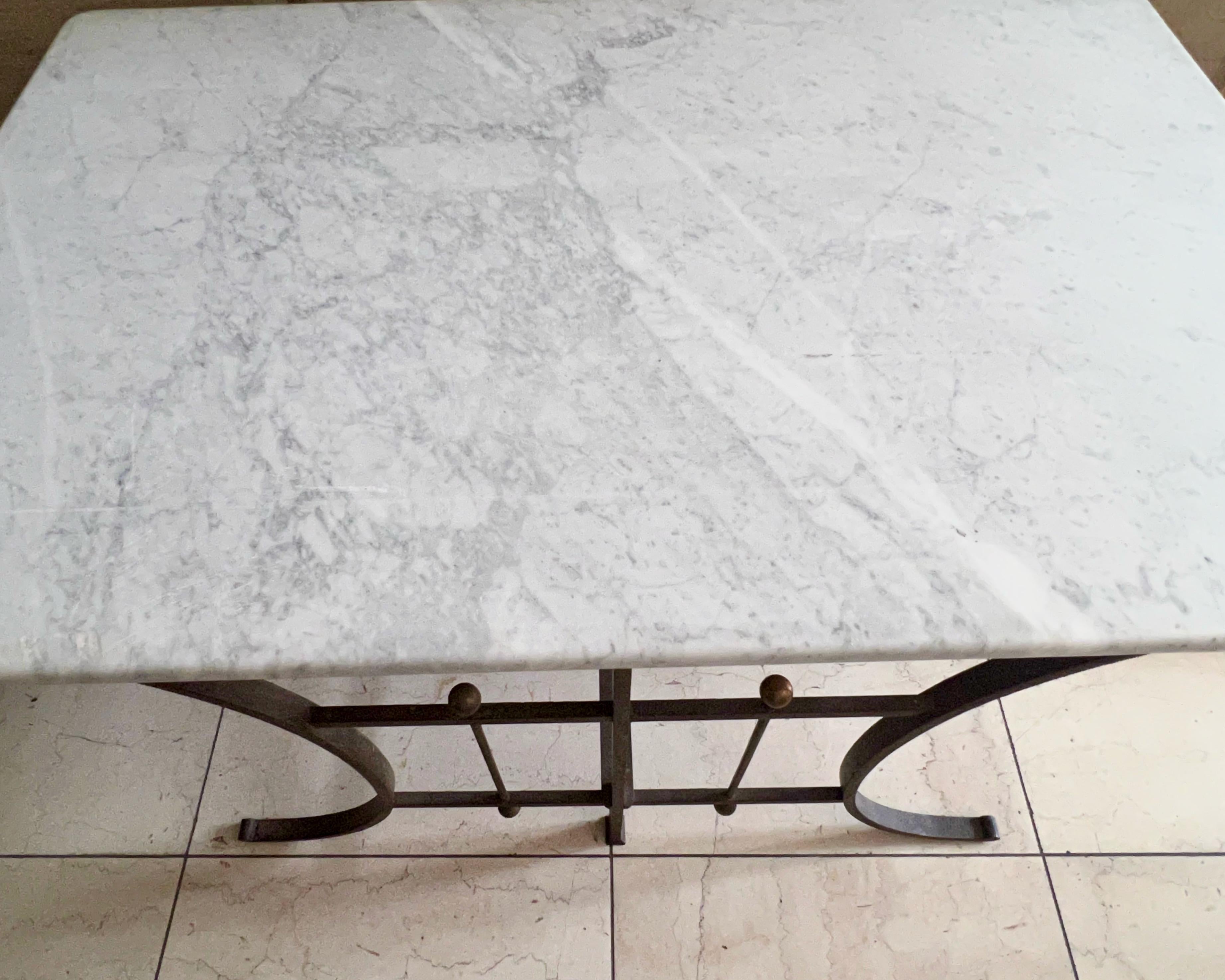 19th Century French Iron Pastry Table with Marble Top In Good Condition In Charleston, SC