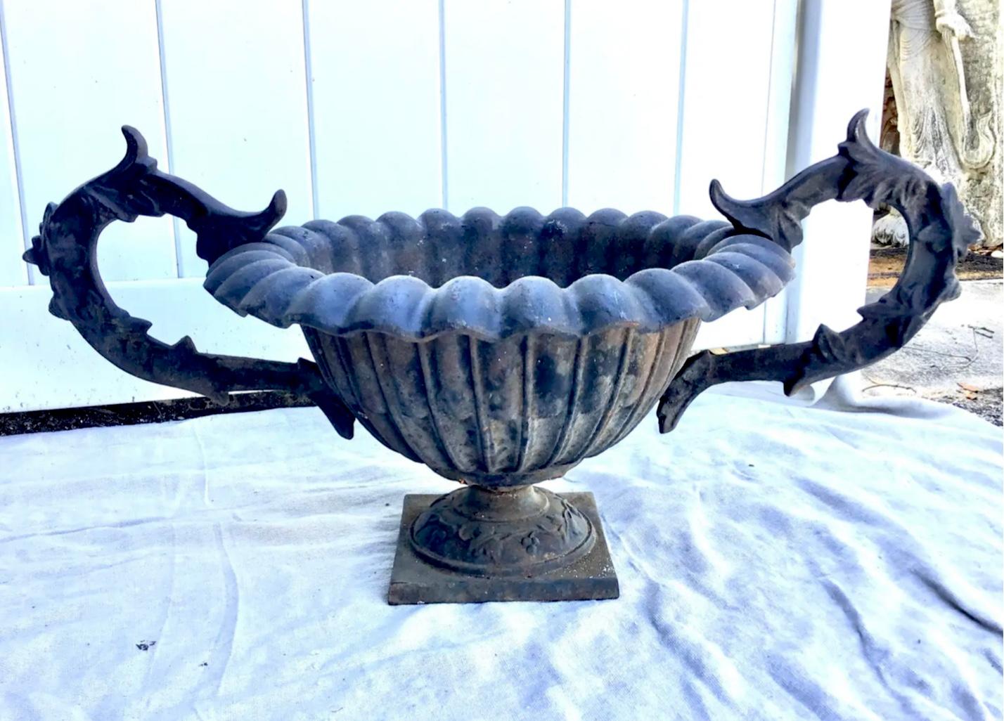 Victorian 19th Century French Iron Planters, a Pair