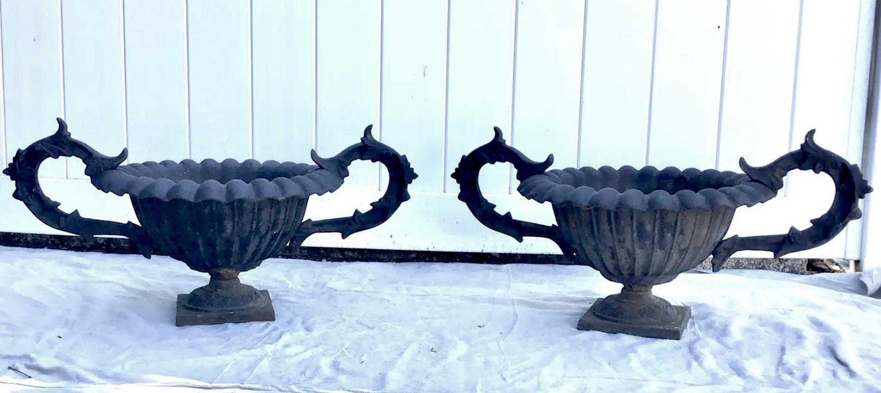 19th Century French Iron Planters, a Pair 3