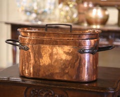 19th Century French Iron & Polished Copper "Poissonniere" Fish Kettle with Lid