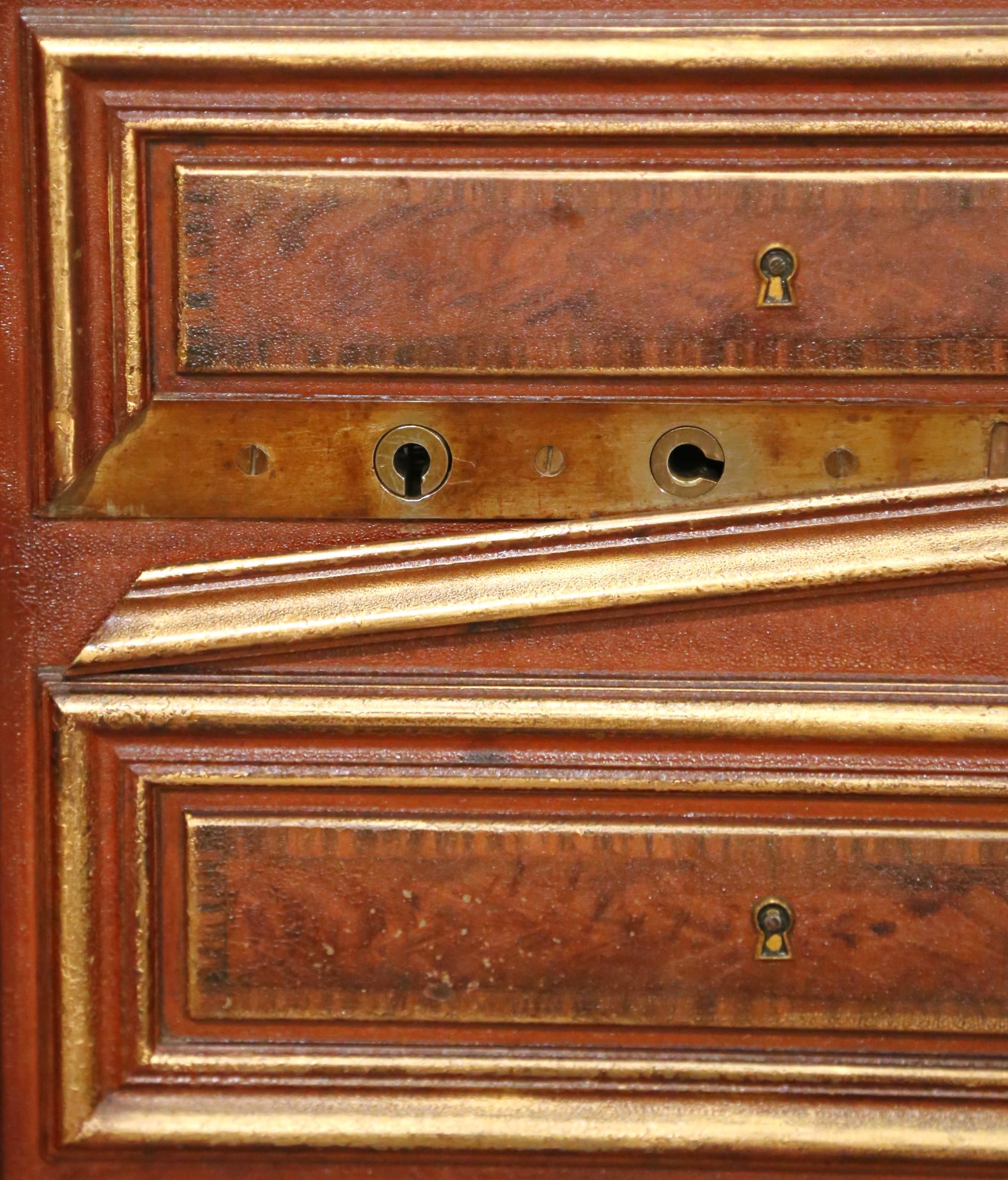 Cassaforte francese del XIX secolo in ferro con impiallacciatura in noce e piano in marmo di Verstaen, Parigi in vendita 4