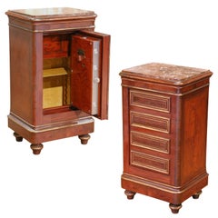 19th Century French Iron Safe with Walnut Veneer & Marble Top by Verstaen, Paris