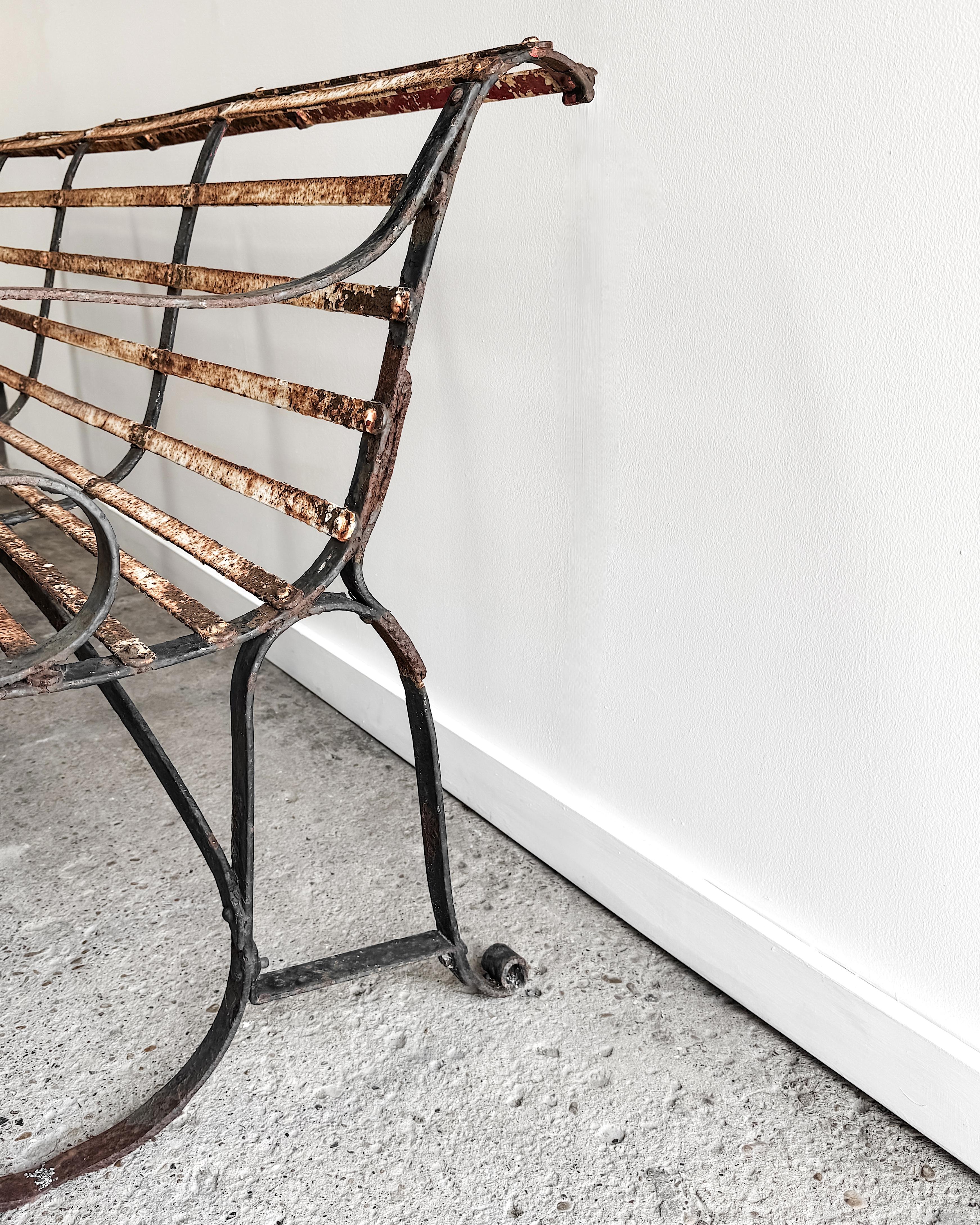 19th Century French Iron Slatted Garden Bench For Sale 8