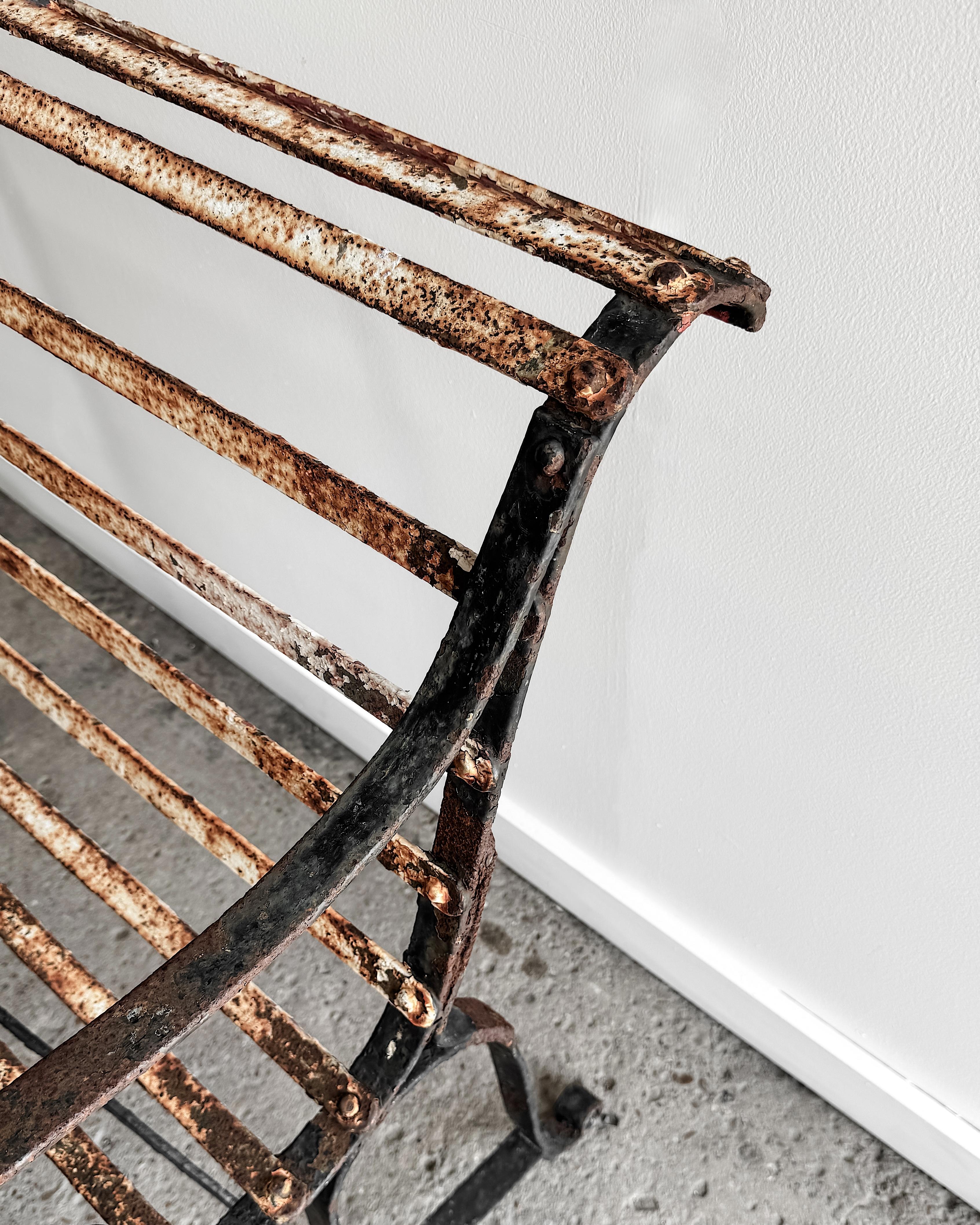 19th Century French Iron Slatted Garden Bench For Sale 9
