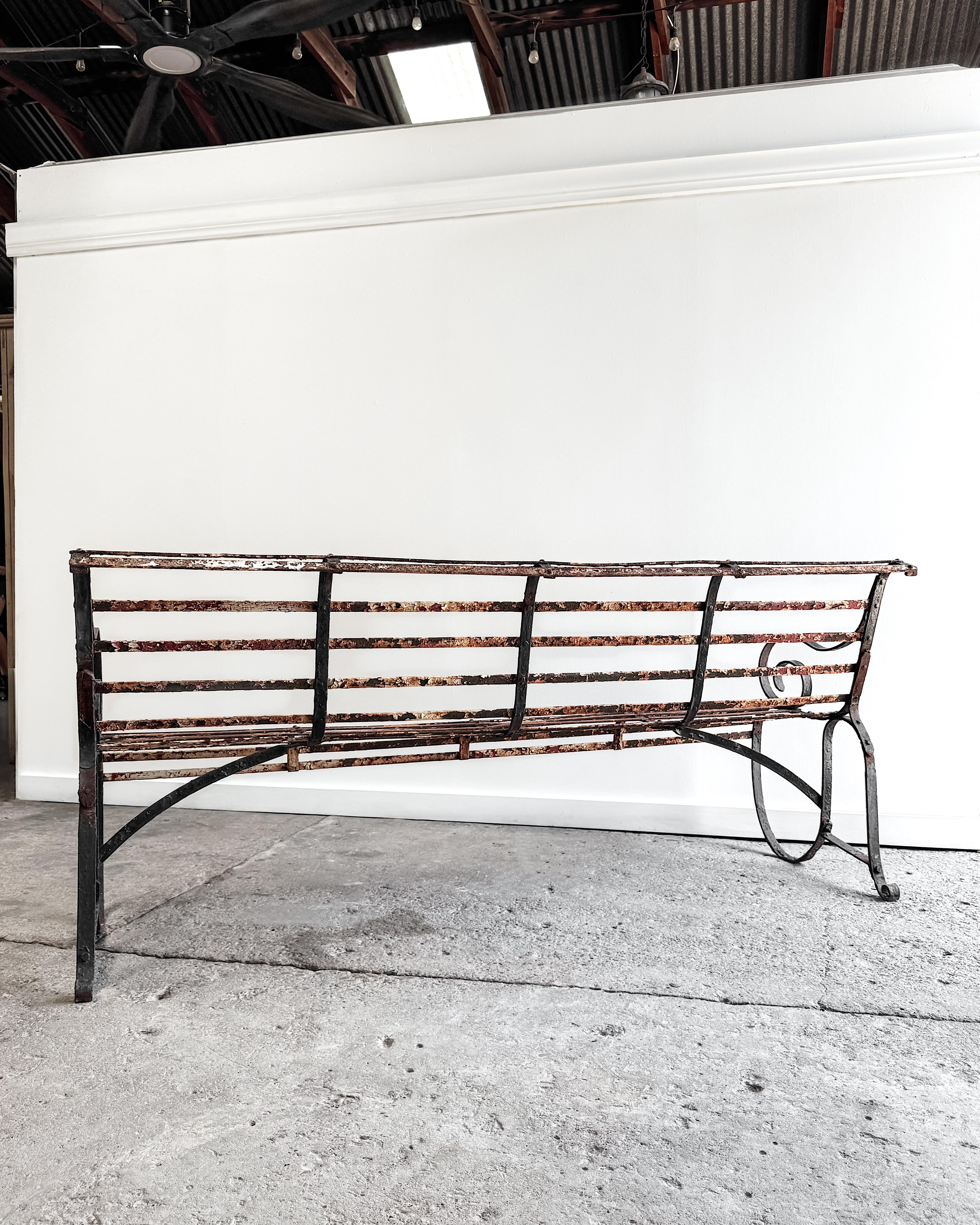 19th Century French Iron Slatted Garden Bench For Sale 14