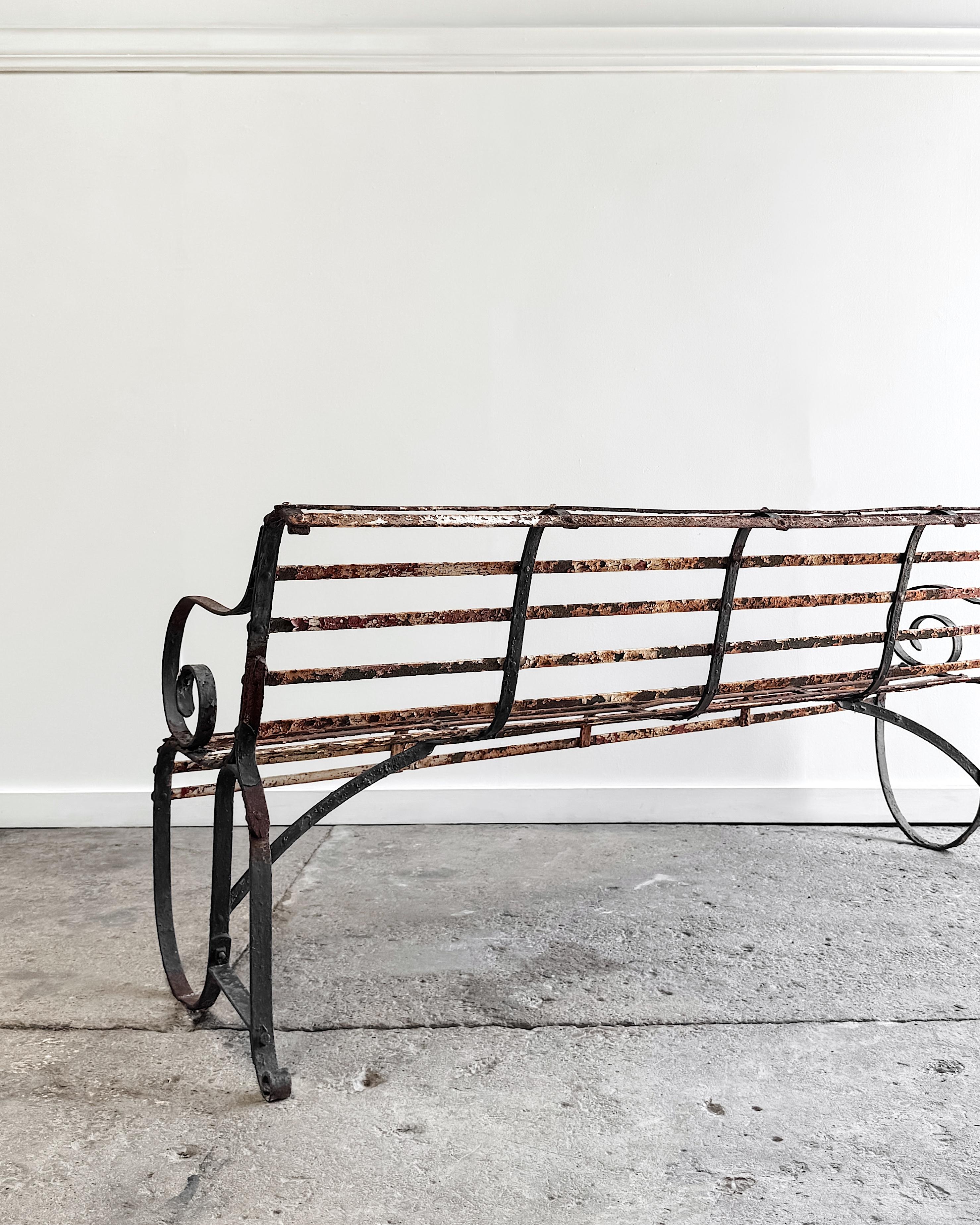 19th Century French Iron Slatted Garden Bench For Sale 15