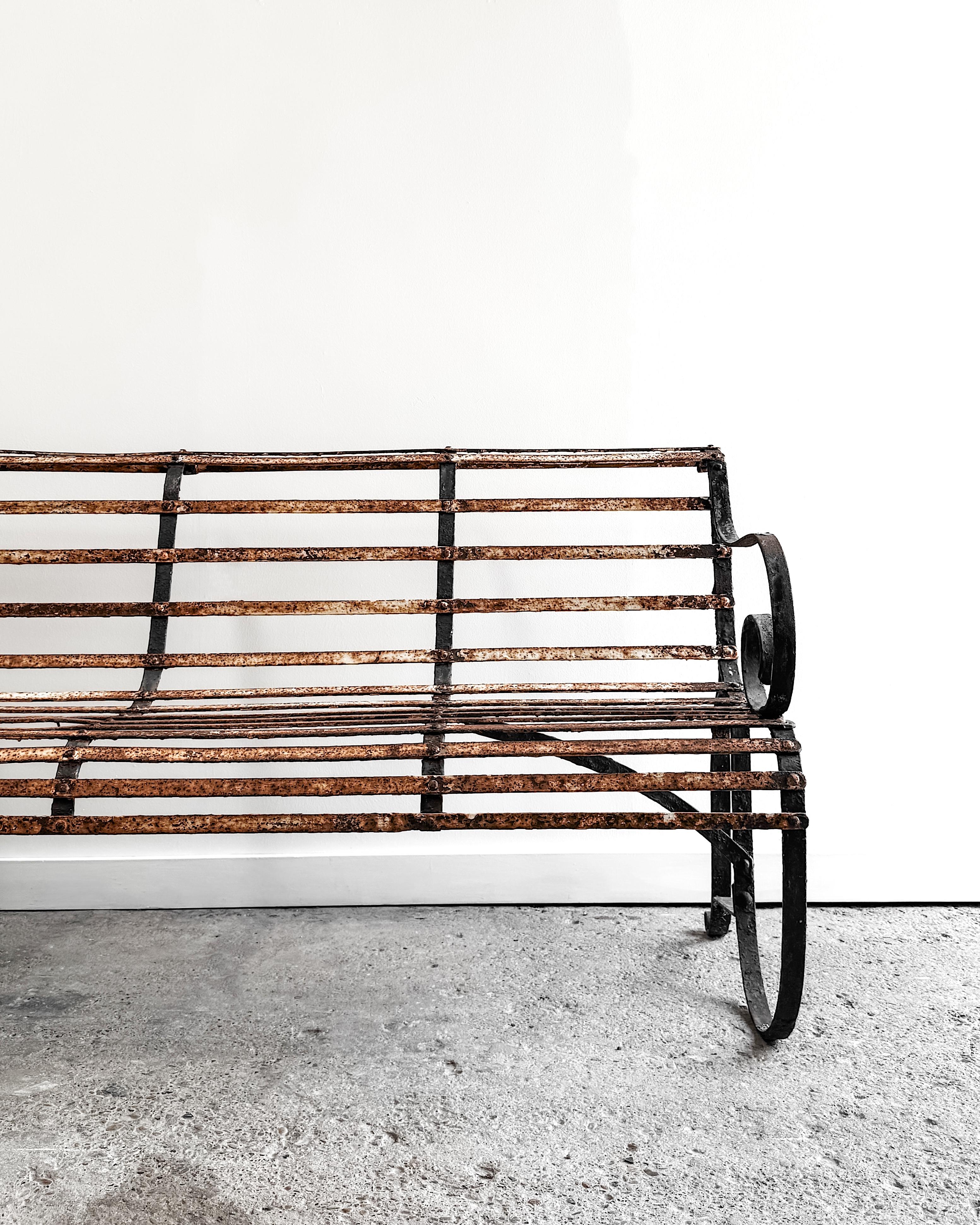 19th Century French Iron Slatted Garden Bench For Sale 2