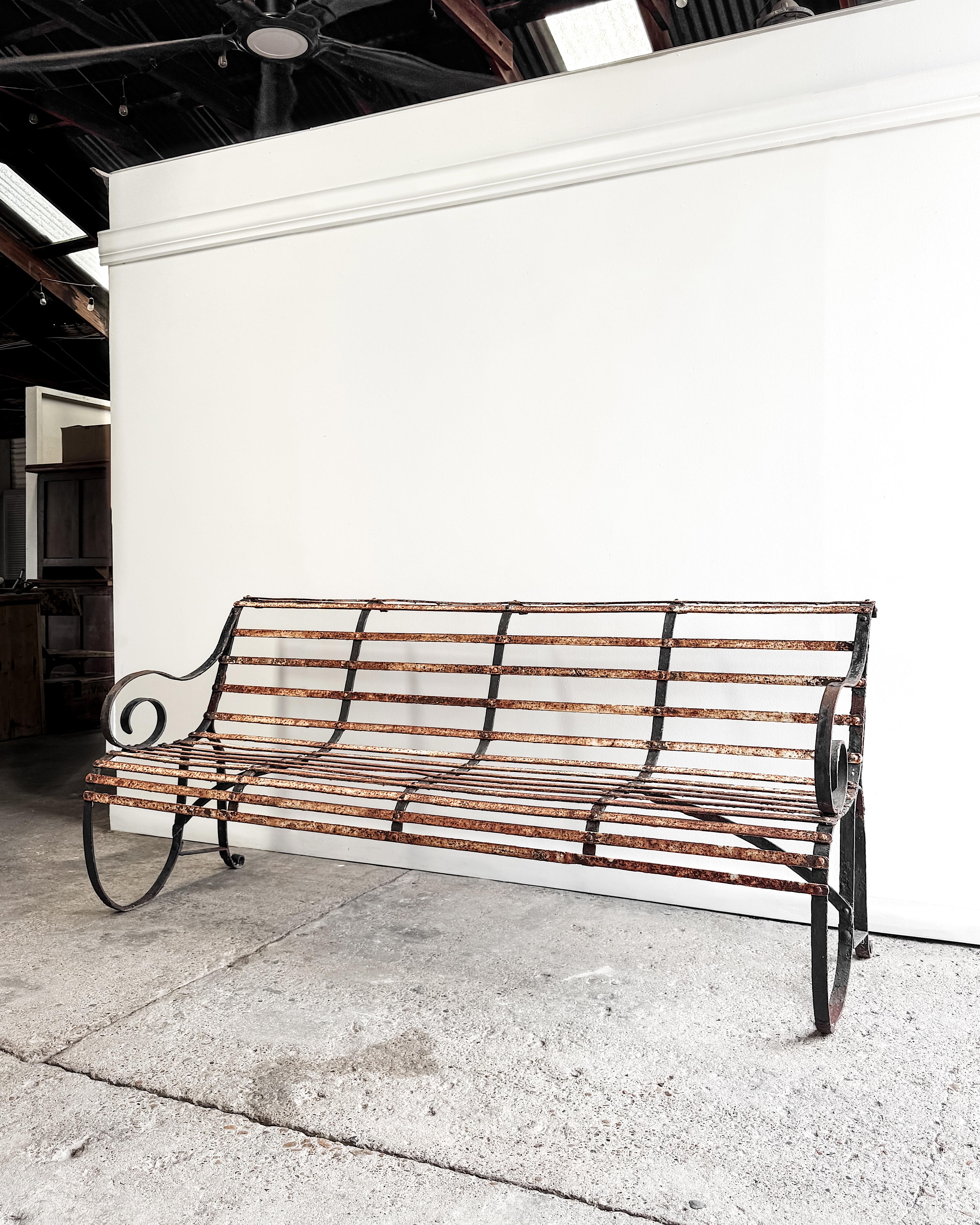 19th Century French Iron Slatted Garden Bench For Sale 3