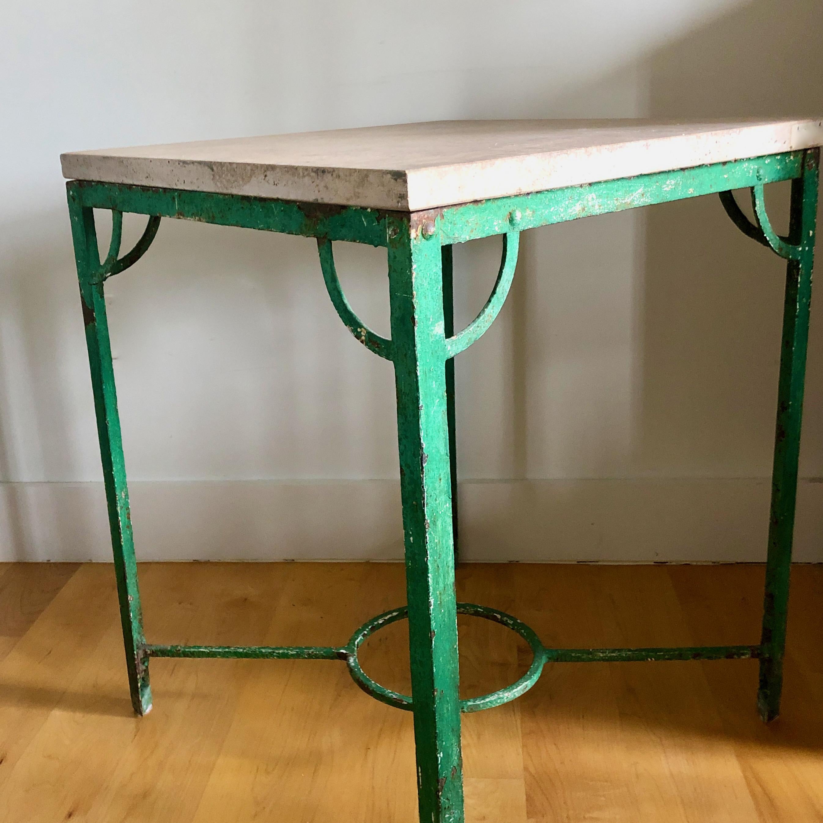 19th Century French Iron Table with Stone Top In Good Condition In Charleston, SC