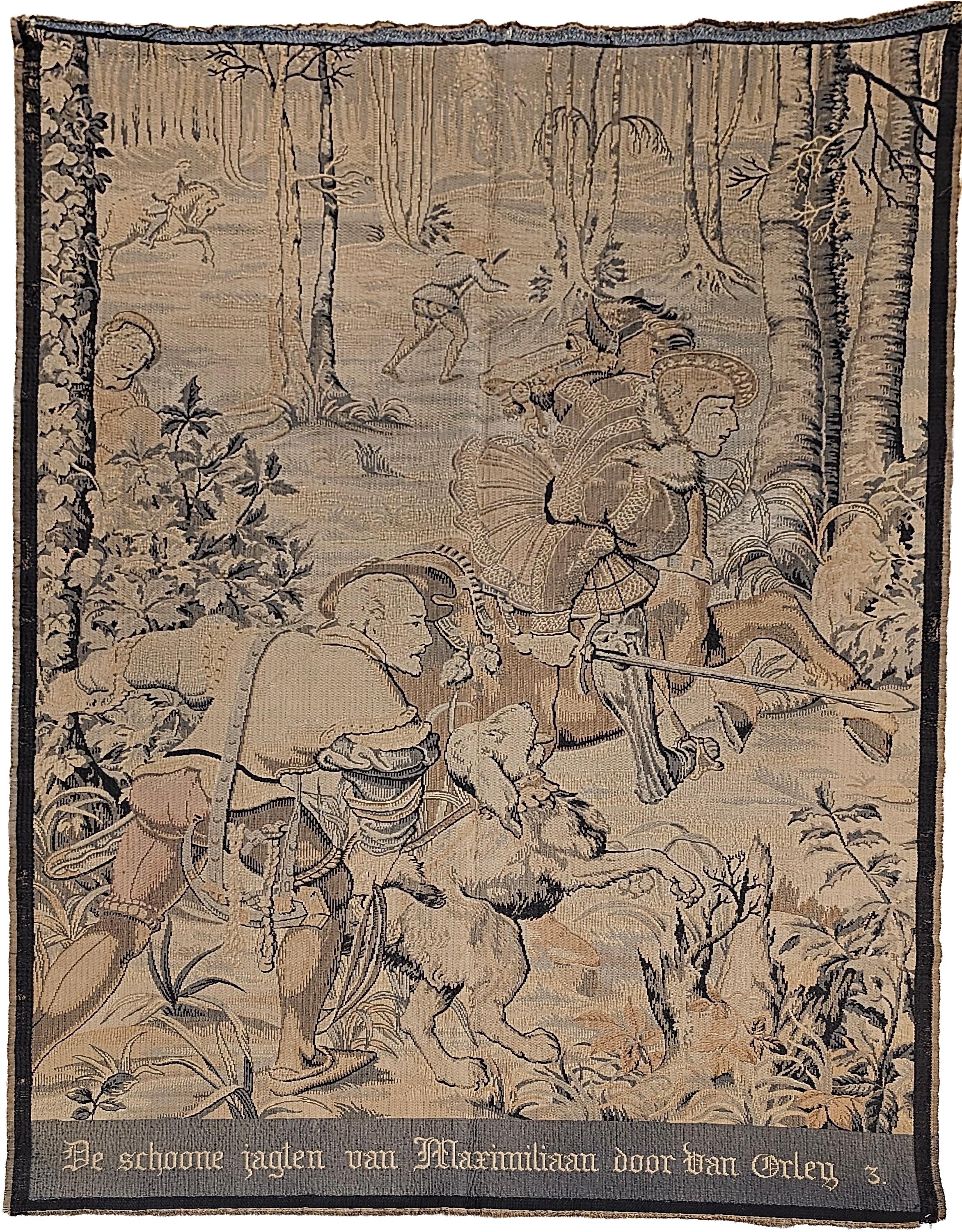 Arazzo Jacquard francese del XIX secolo - La caccia di Maximilian, pannello III