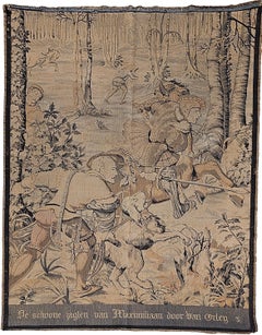 19th Century French Jacquard-Woven Tapestry – The Hunts of Maximilian, Panel III