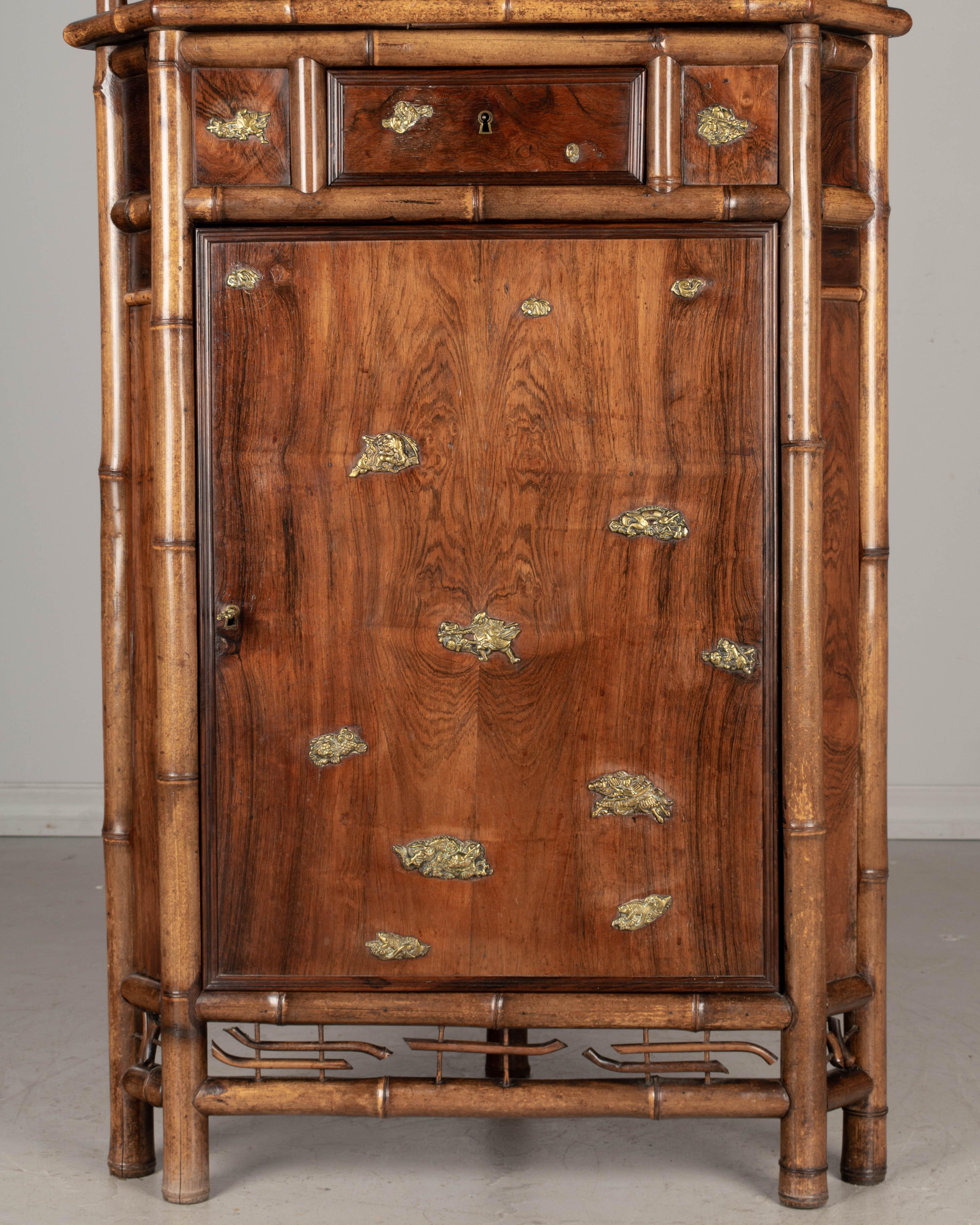19th Century French Japonisme Bamboo Corner Cabinet For Sale 4