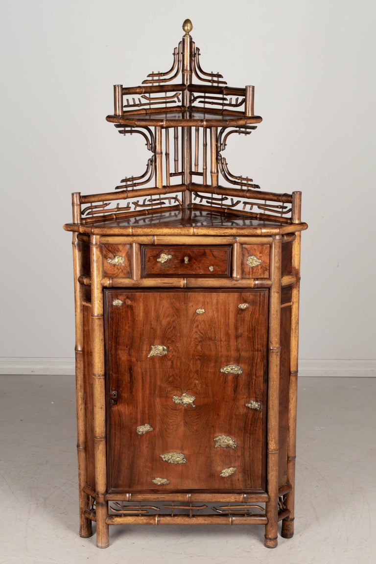 19th Century French Japonisme Bamboo Corner Cabinet For Sale 9