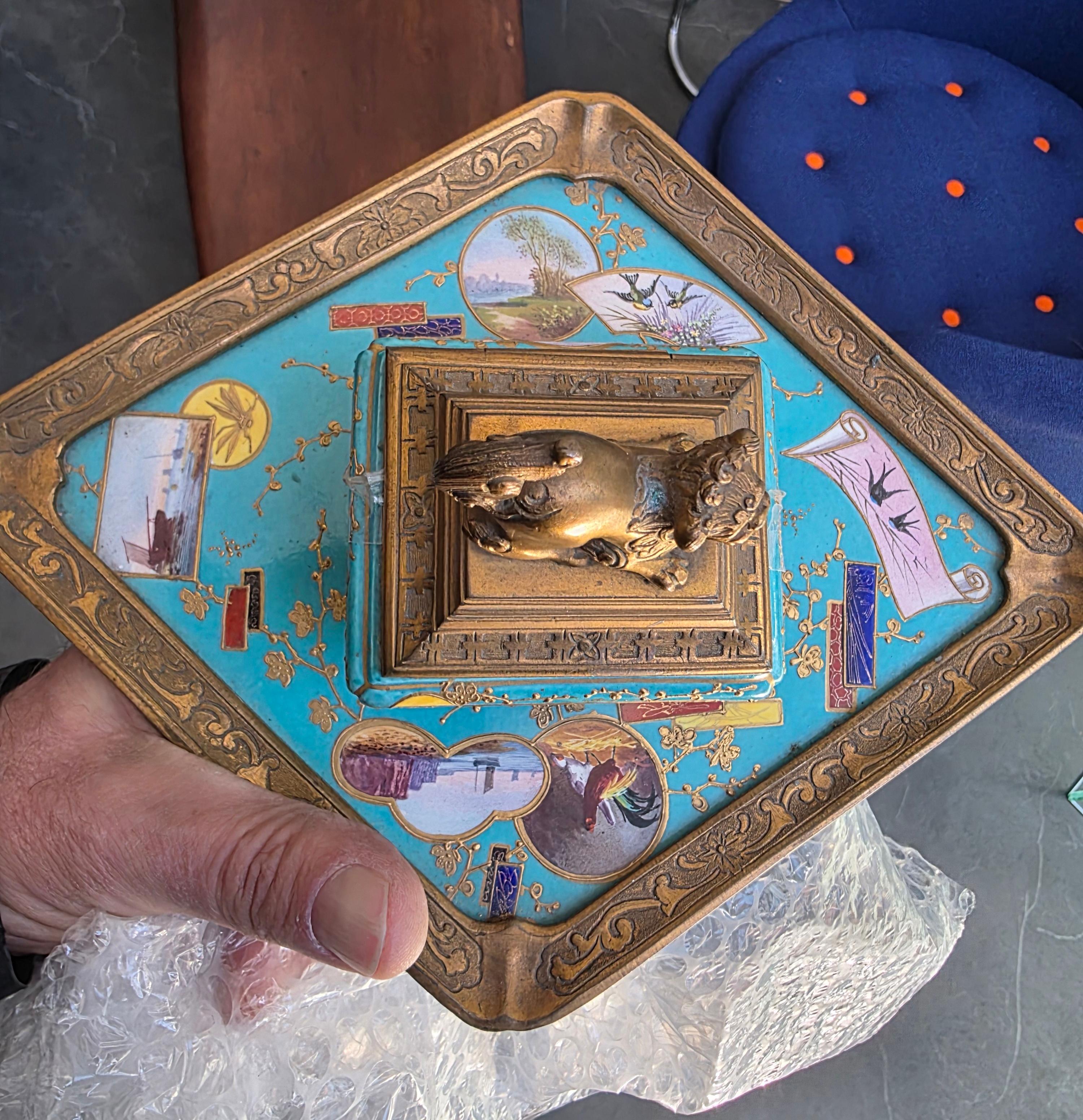 19th Century French Japonisme Inkwell attributed to L'Escalier de Cristal For Sale 6