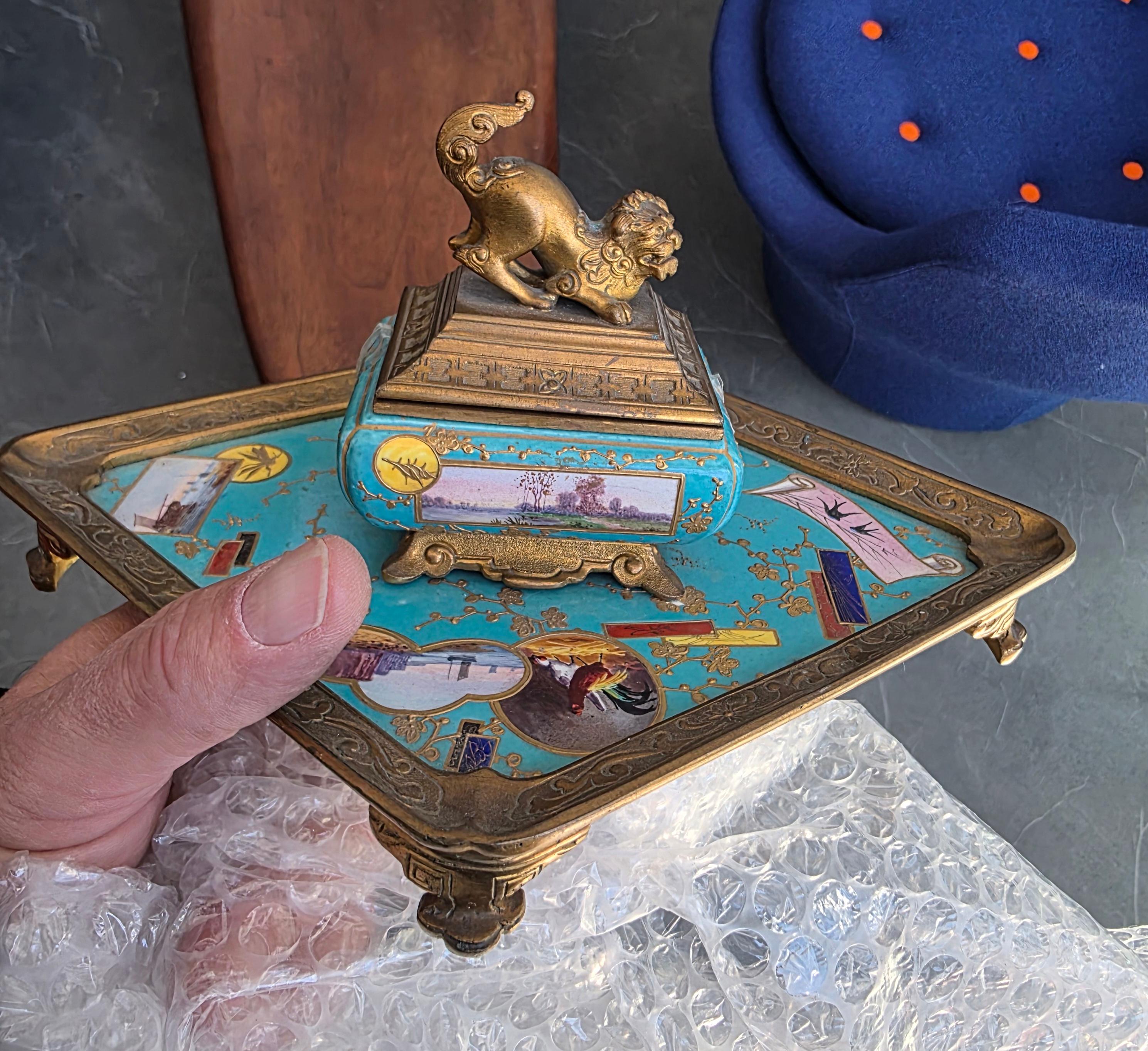 19th Century French Japonisme Inkwell attributed to L'Escalier de Cristal For Sale 7