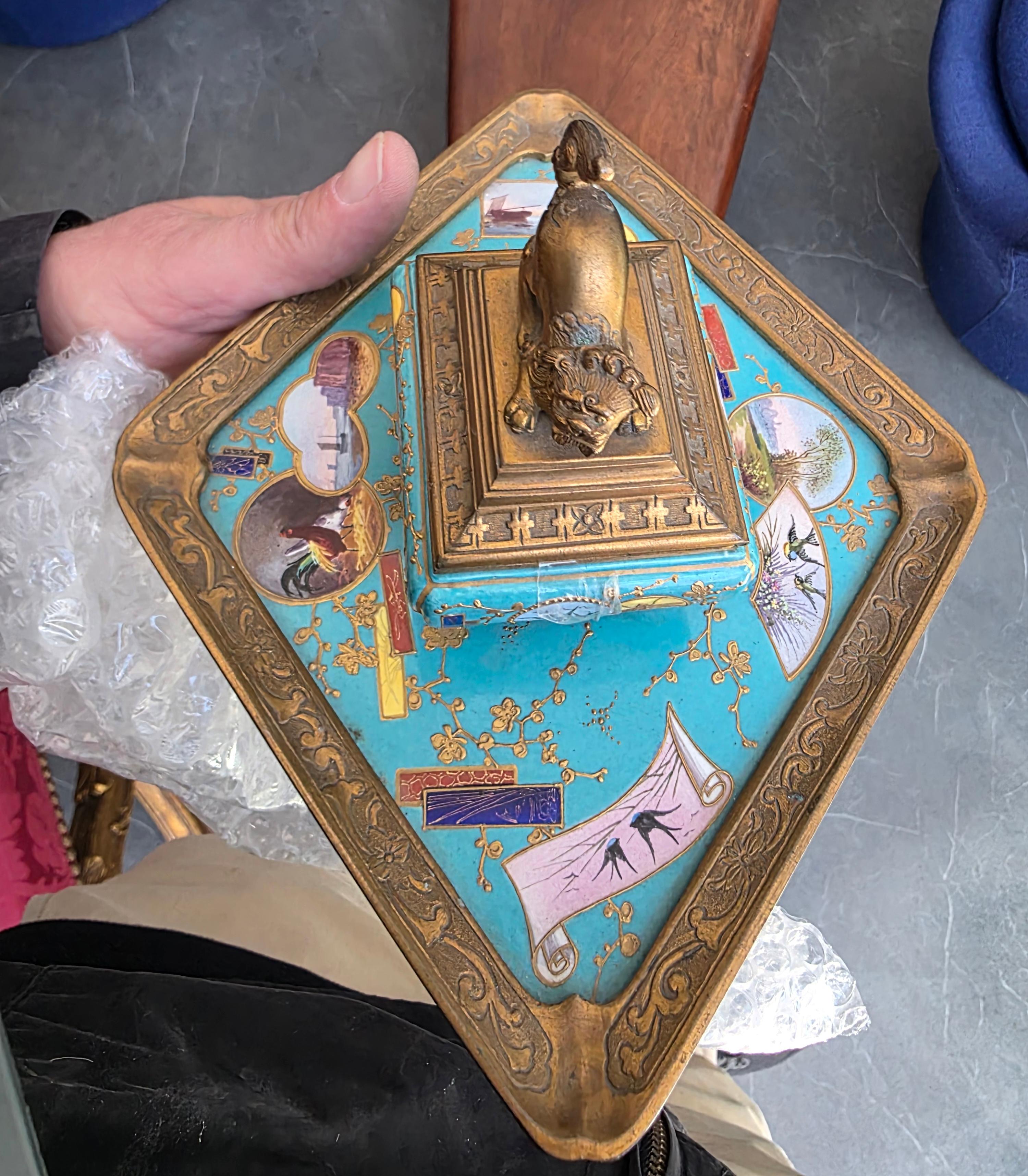 19th Century French Japonisme Inkwell attributed to L'Escalier de Cristal For Sale 8