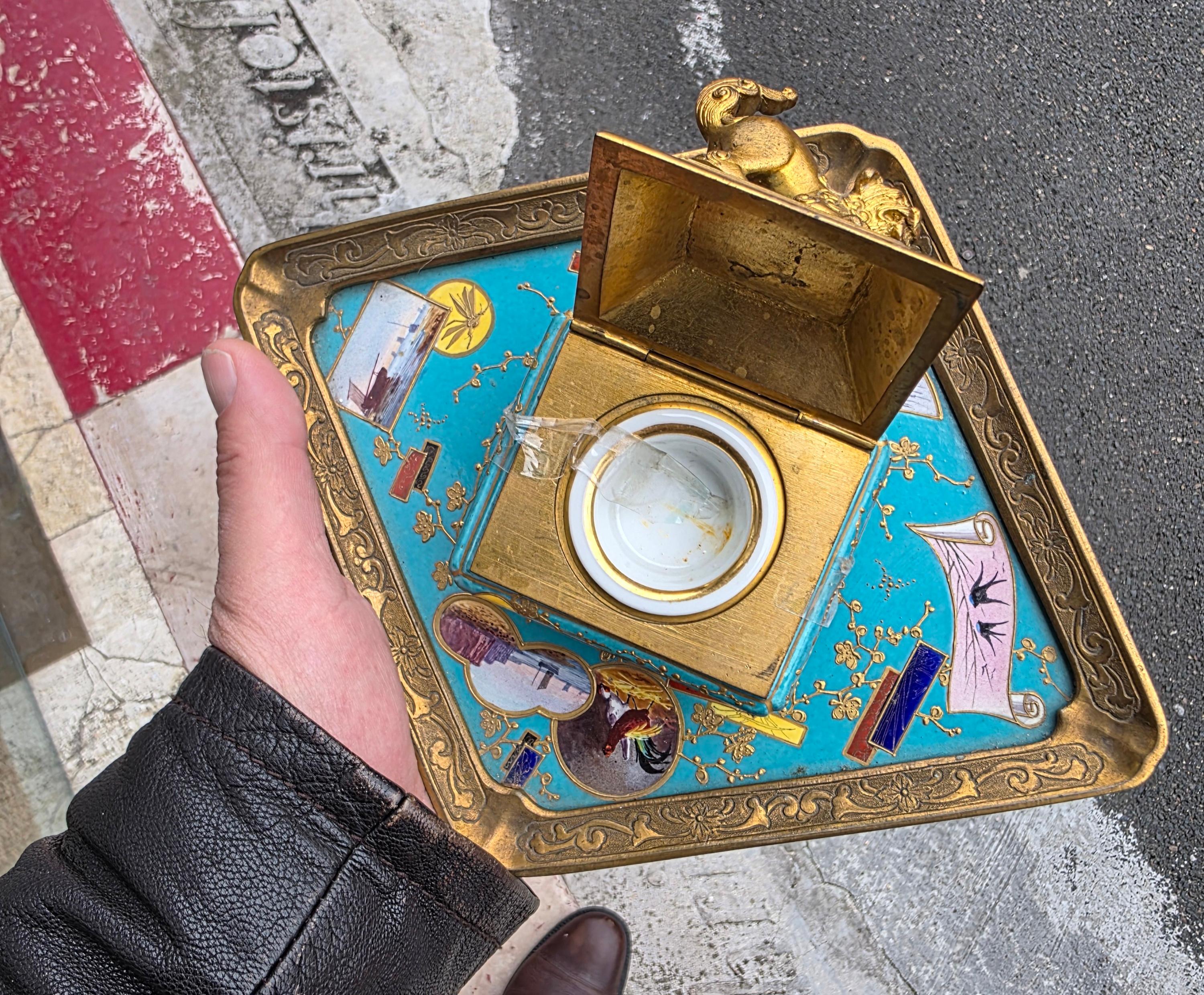19th Century French Japonisme Inkwell attributed to L'Escalier de Cristal For Sale 9