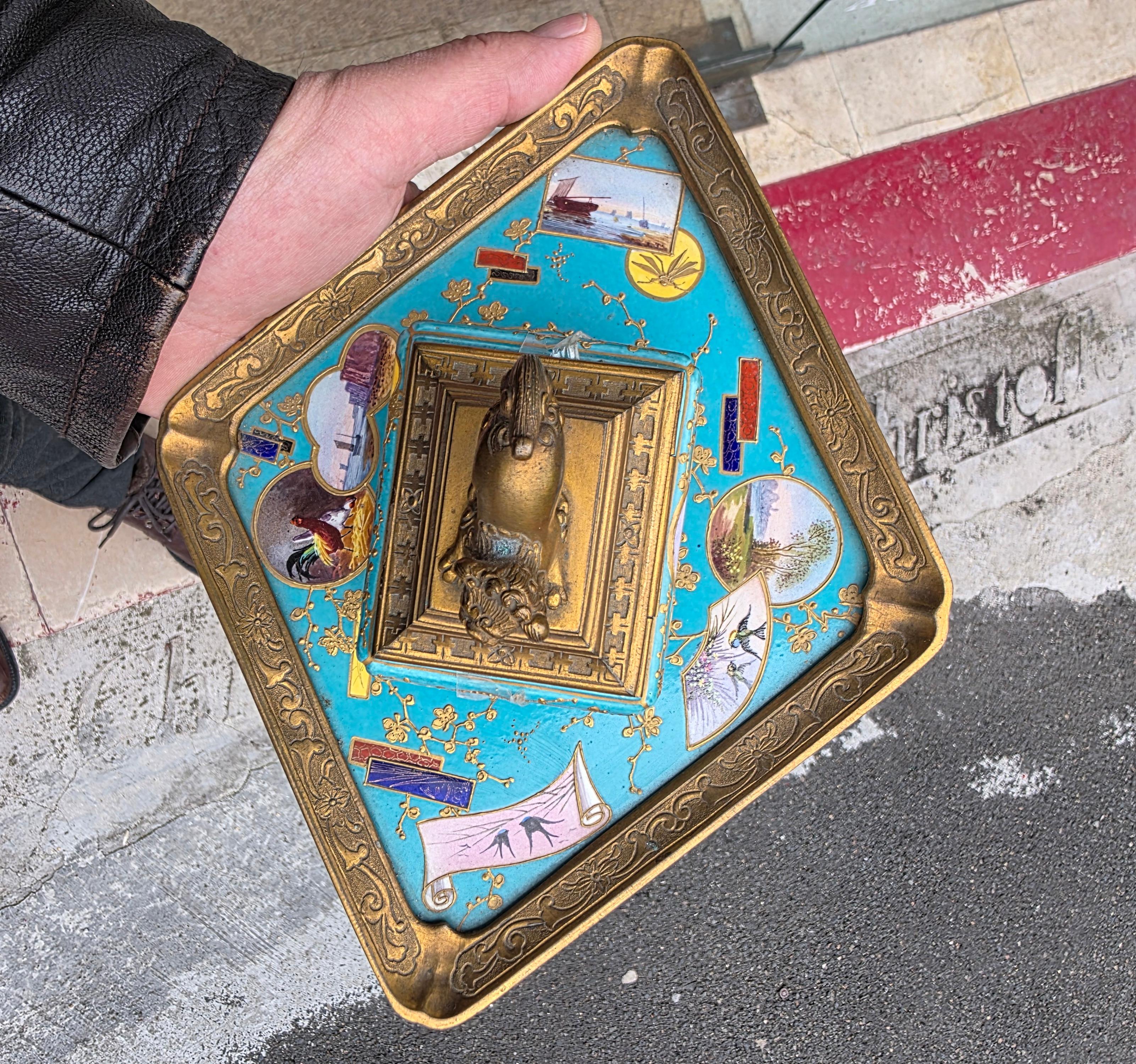 19th Century French Japonisme Inkwell attributed to L'Escalier de Cristal For Sale 10