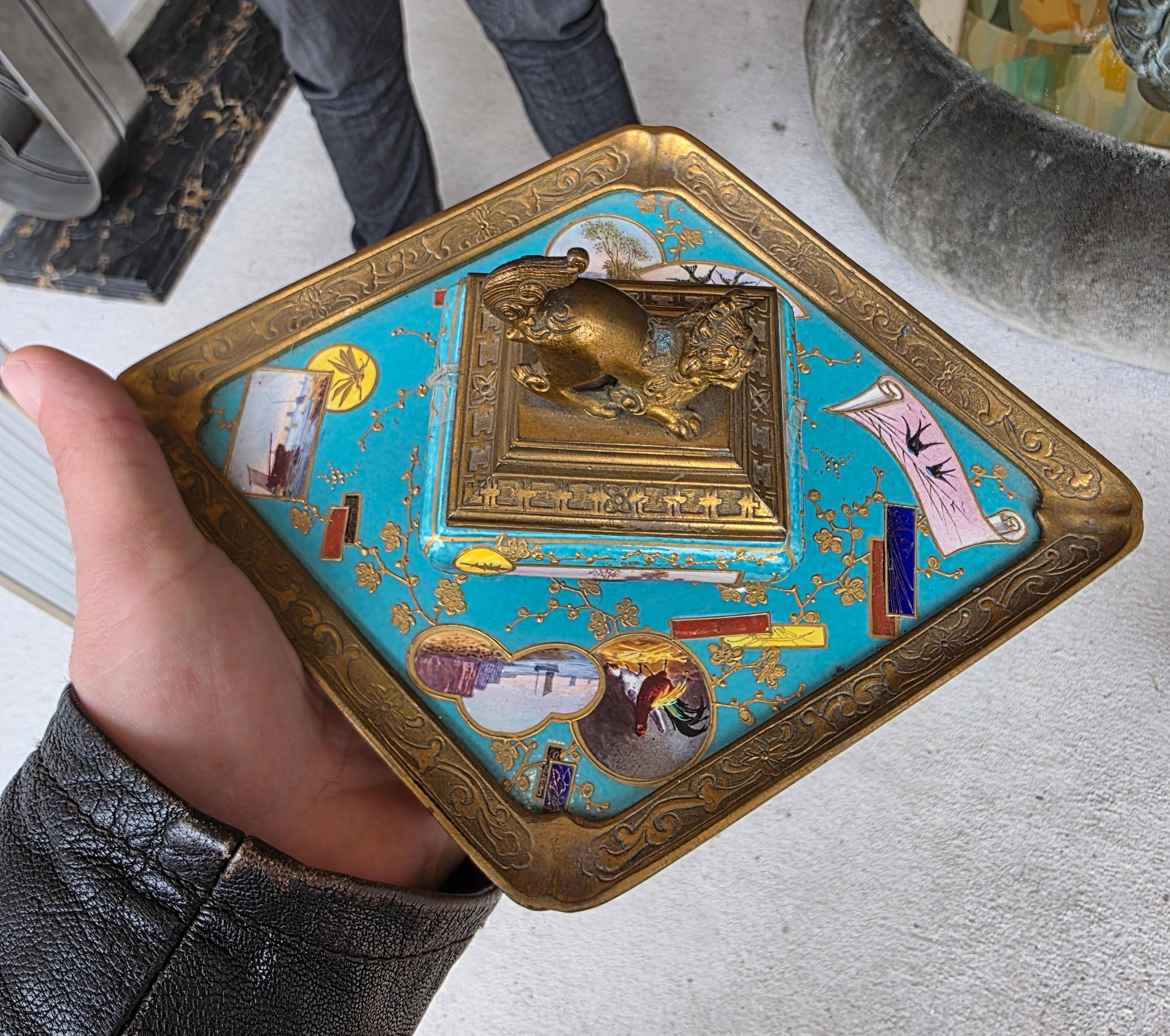 19th Century French Japonisme Inkwell attributed to L'Escalier de Cristal For Sale 11
