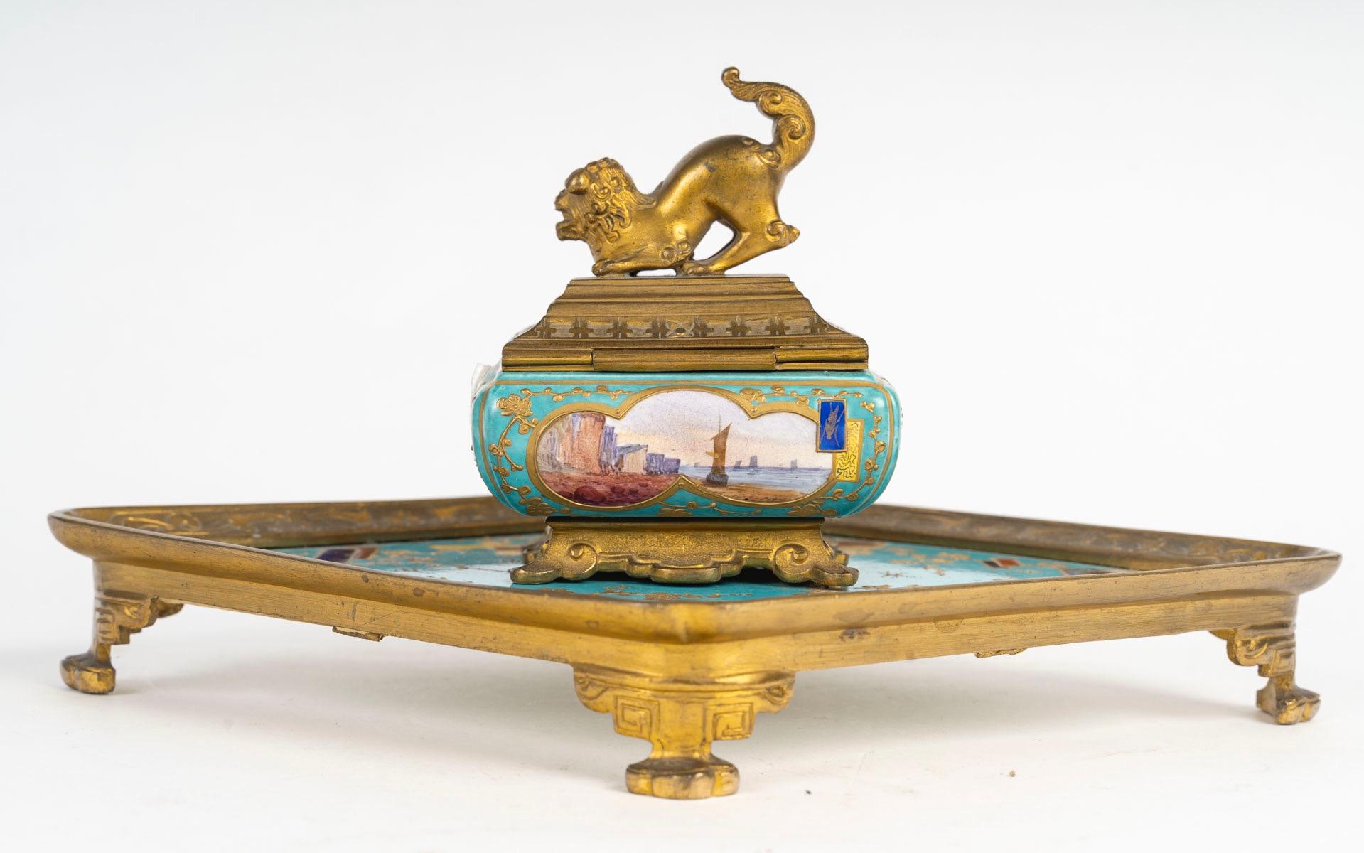 19th Century French Japonisme Inkwell attributed to L'Escalier de Cristal For Sale 1