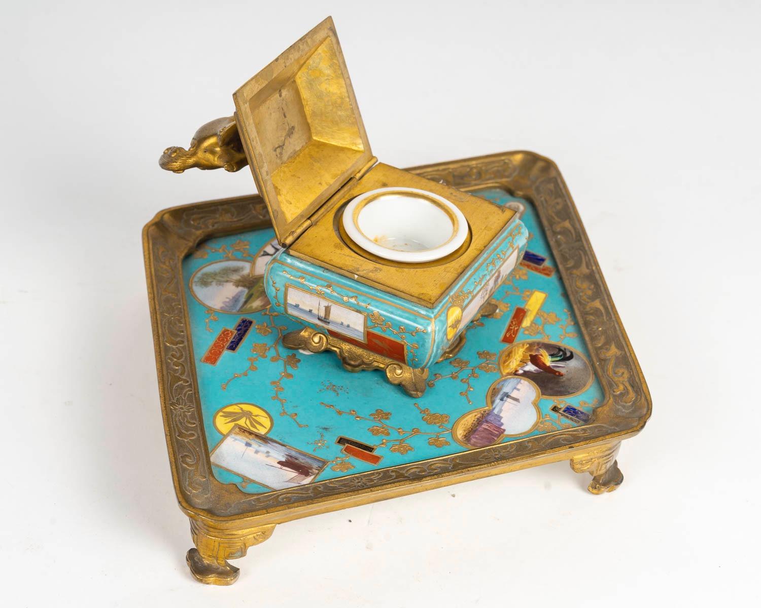 19th Century French Japonisme Inkwell attributed to L'Escalier de Cristal For Sale 2