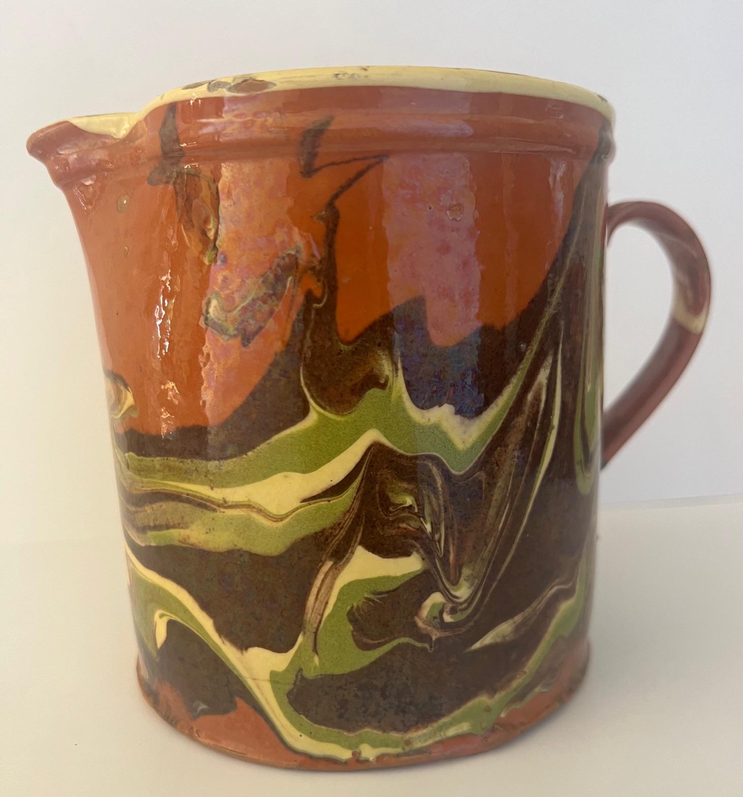 19th Century French Jaspe Country Pitcher 4