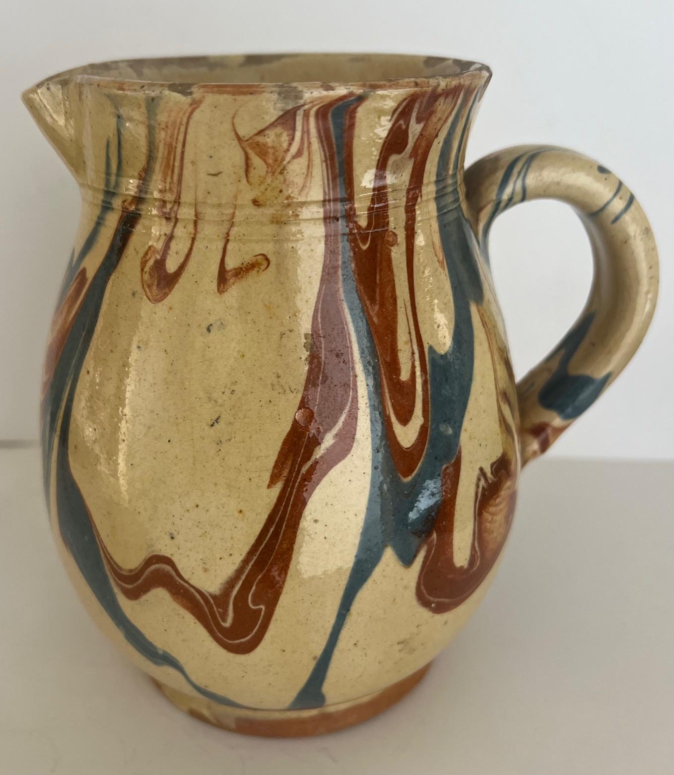 19th Century French Jaspe Country Pitcher For Sale 4