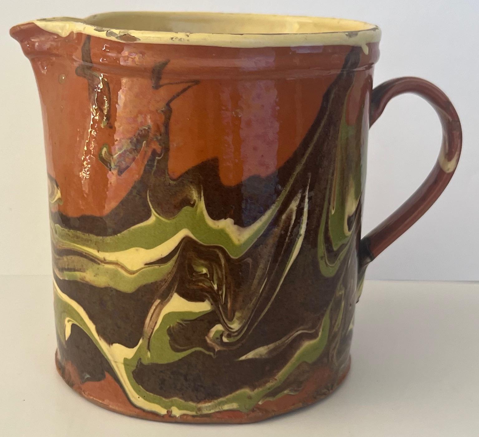 19th Century French Jaspe Country Pitcher In Good Condition For Sale In Ross, CA