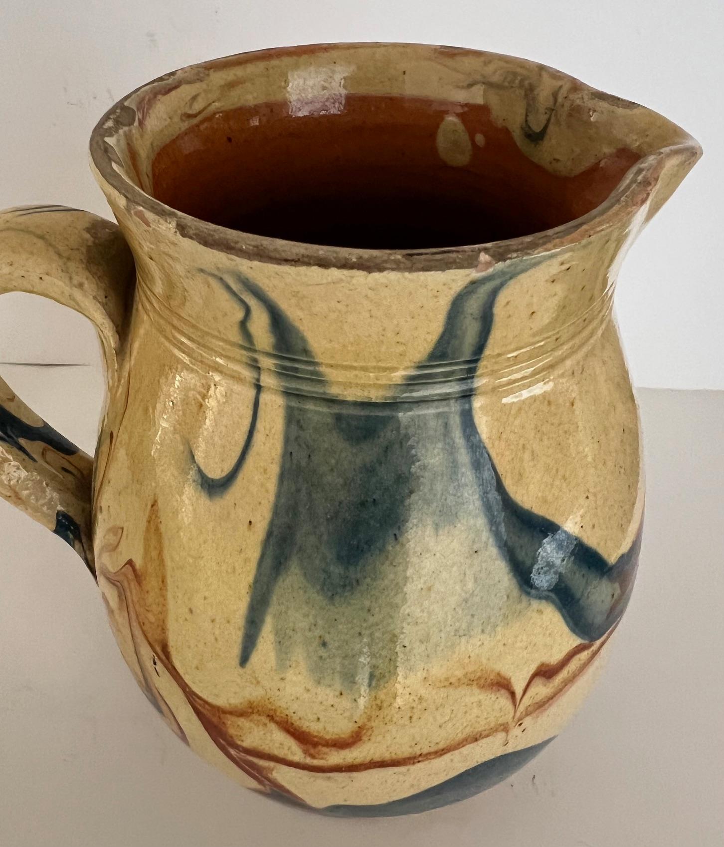 19th Century French Jaspe Country Pitcher For Sale 1