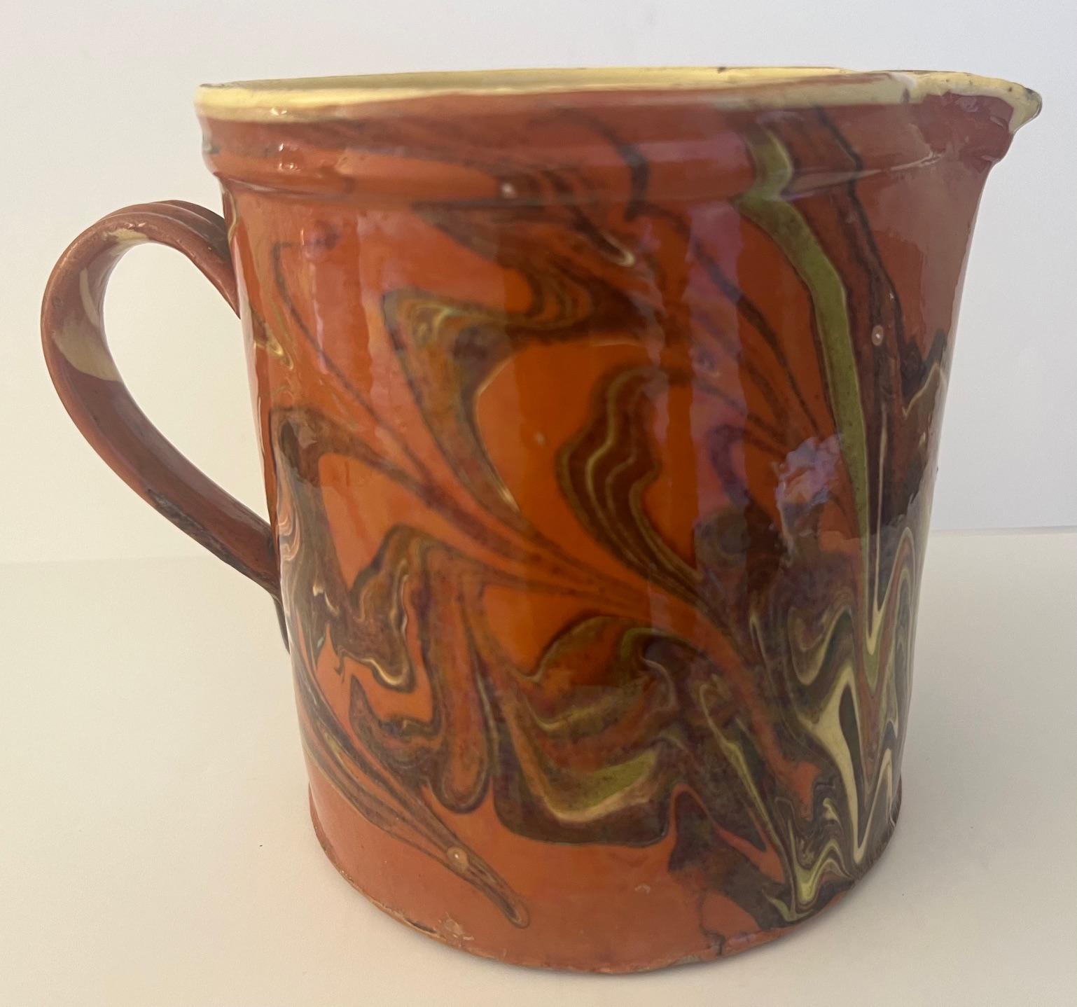 19th Century French Jaspe Country Pitcher For Sale 2