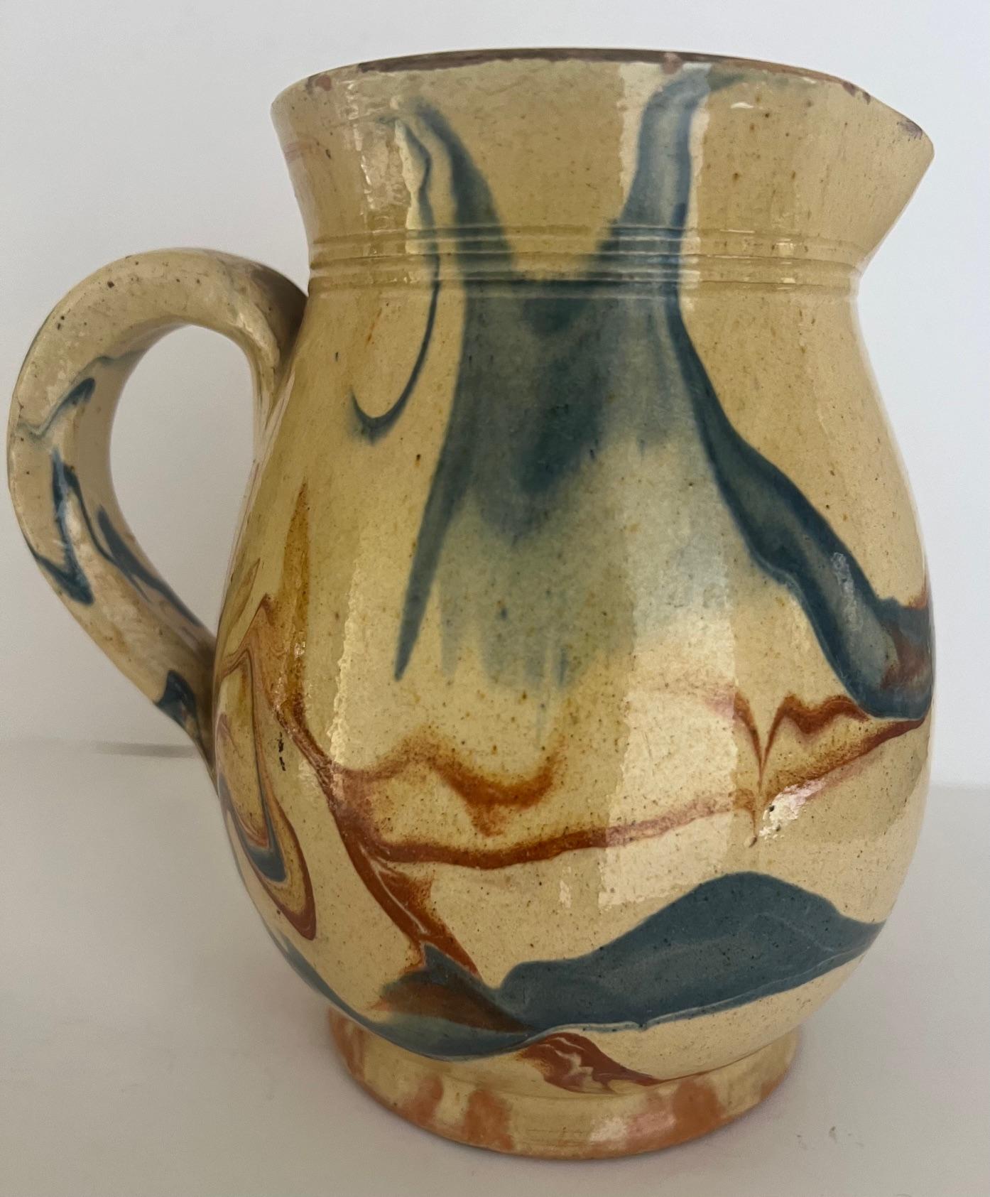 19th Century French Jaspe Country Pitcher For Sale 2