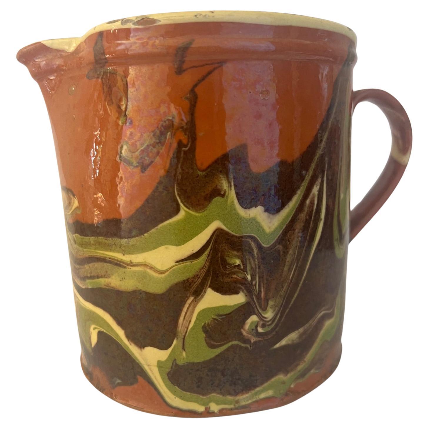 19th Century French Jaspe Country Pitcher
