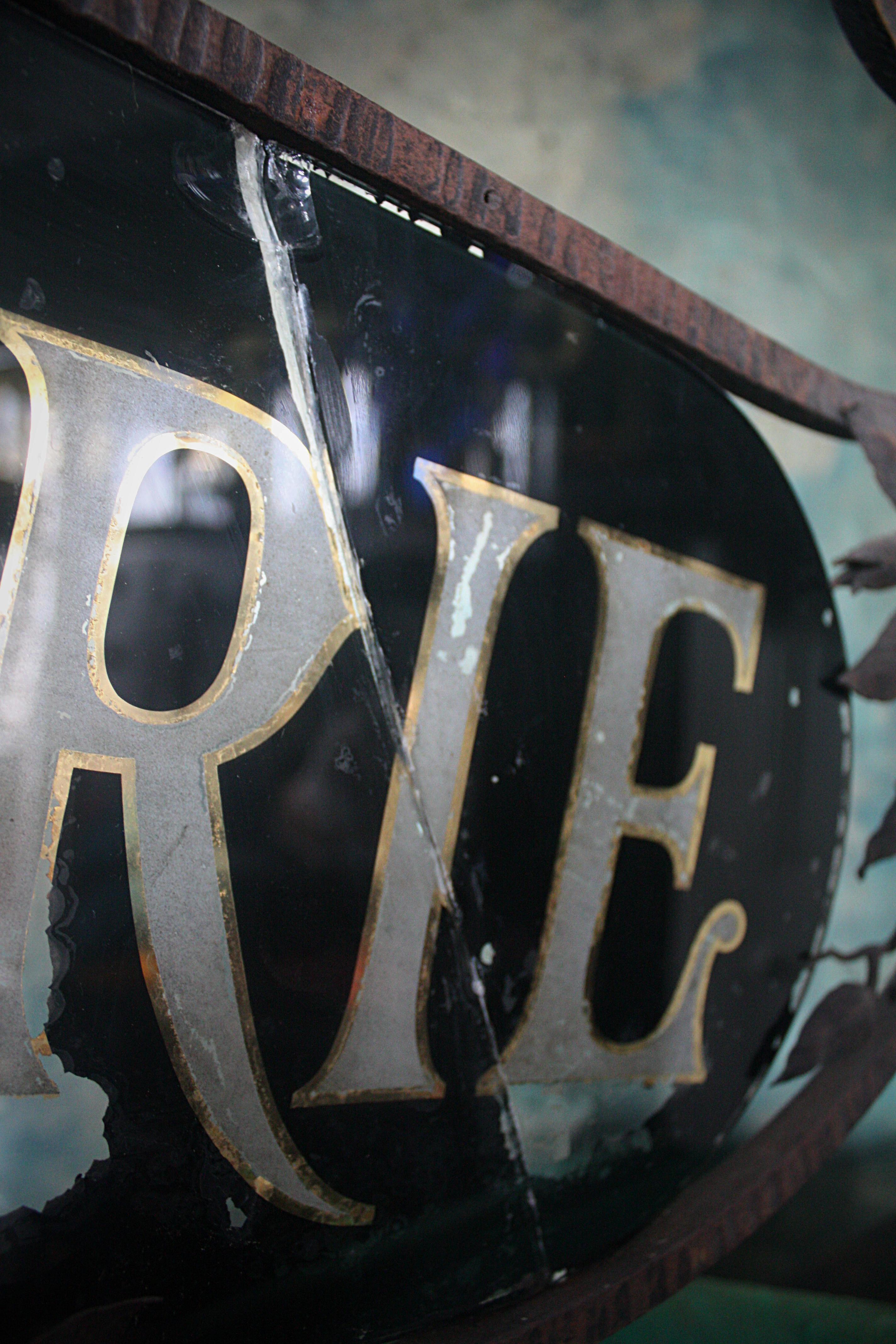 Late 19th Century 19th Century French Jeweler's Trade Sign Verre Eglomise Blacksmith Art Nouveau