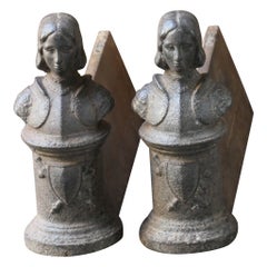 Antique 19th Century French 
Joan of Arc
 Andirons, Firedogs
