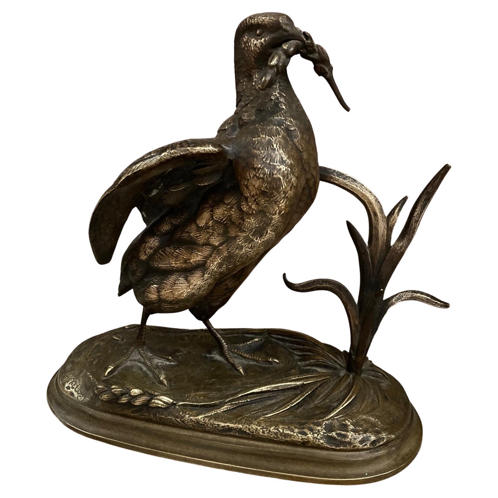 19th century French Jules Moigniez Patridge Bronze Sculpture